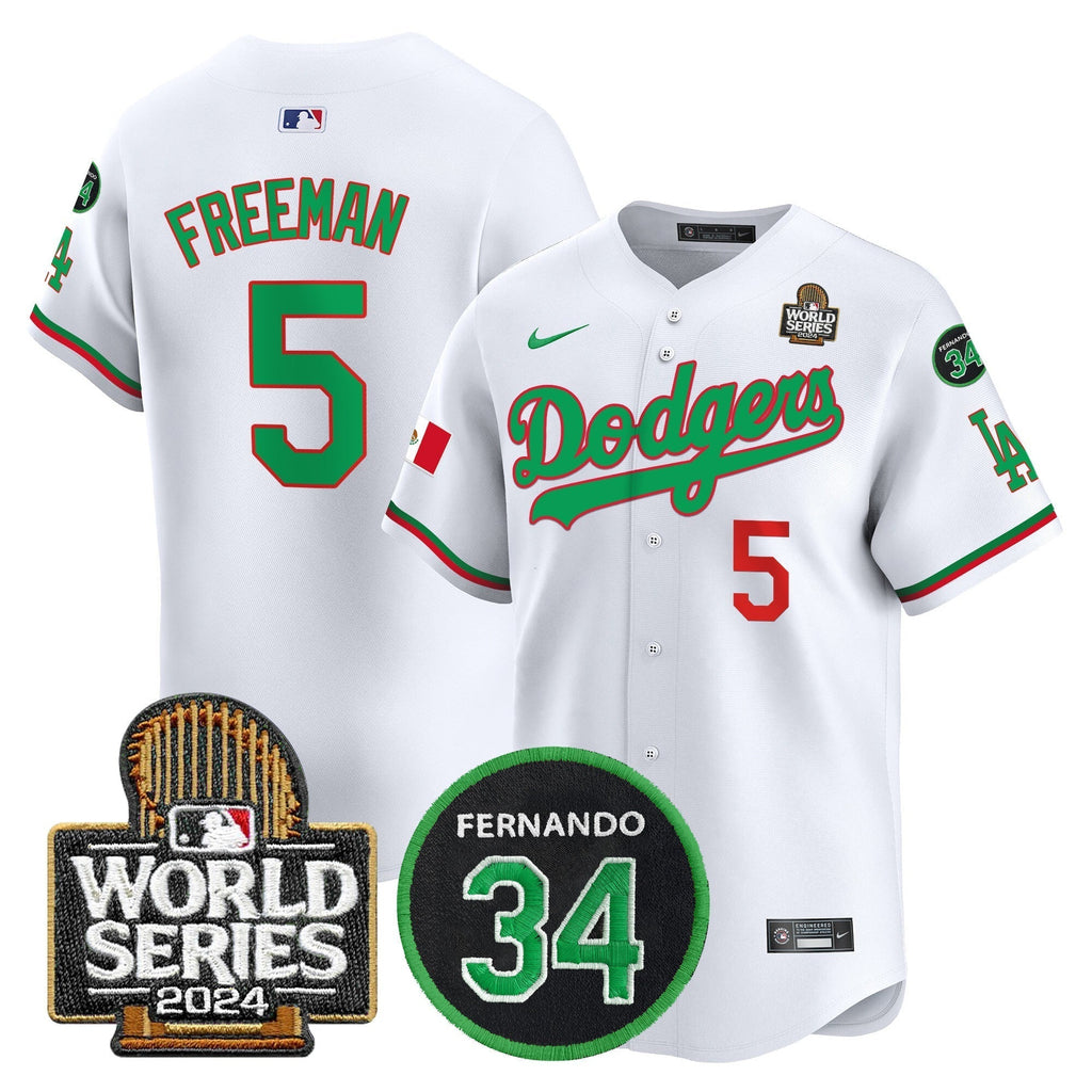 Dodgers Mexico Fernando Memorial & 2024 World Series Patch Vapor Premier Limited Jersey V3 - Stitched