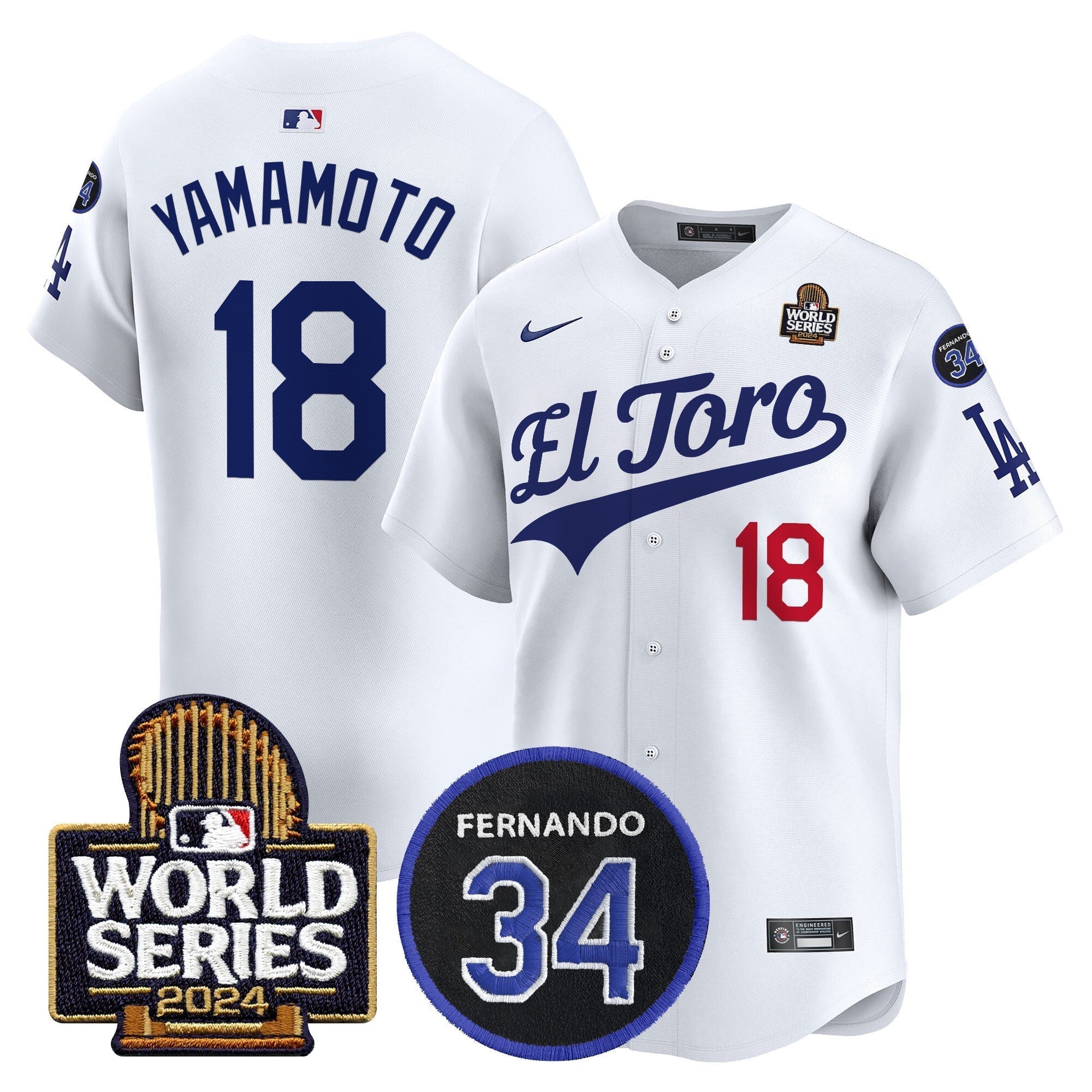 Dodgers El Toro 2024 World Series Patch Vapor Premier Limited Jersey - Stitched