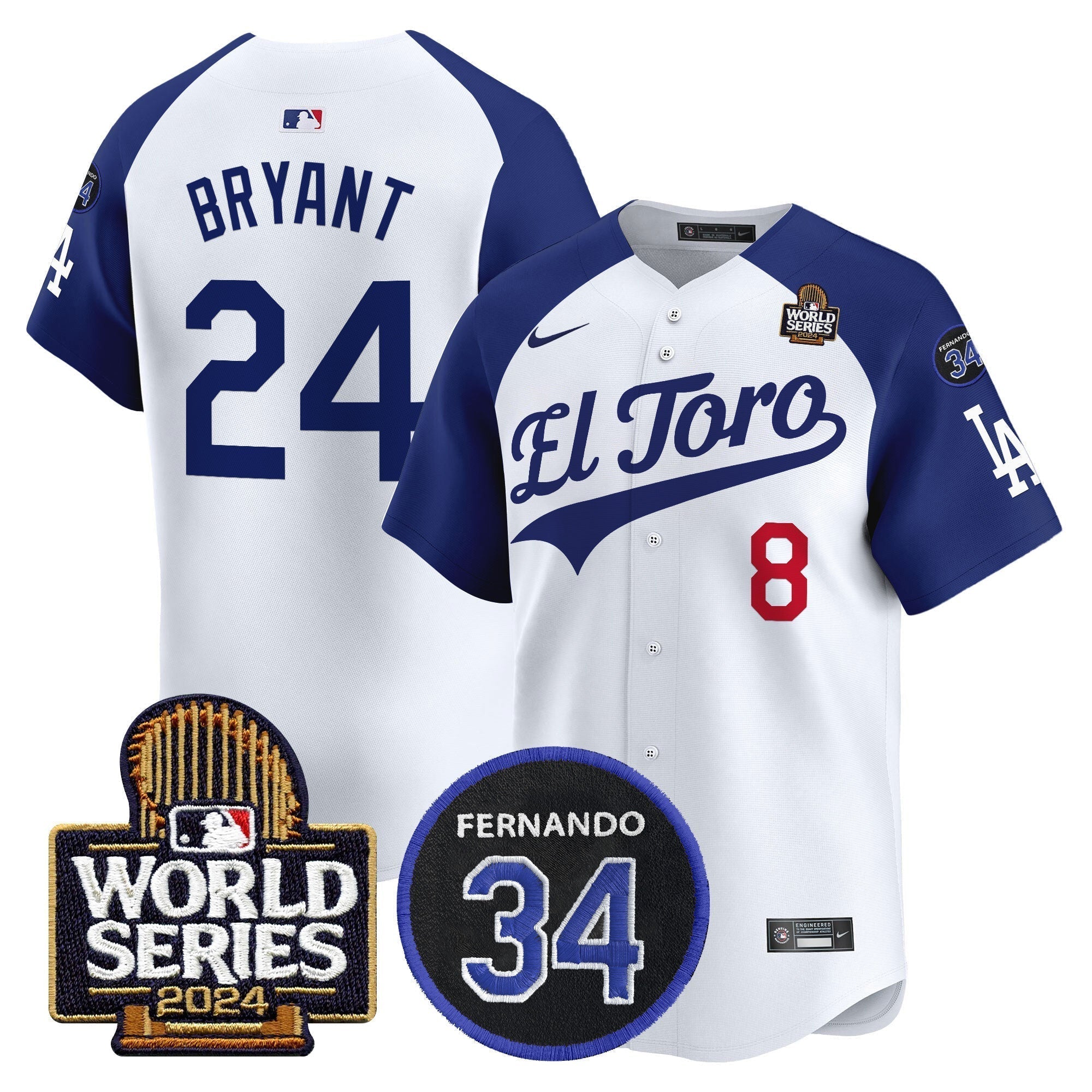 Dodgers El Toro 2024 World Series Patch Vapor Premier Limited Jersey - Stitched