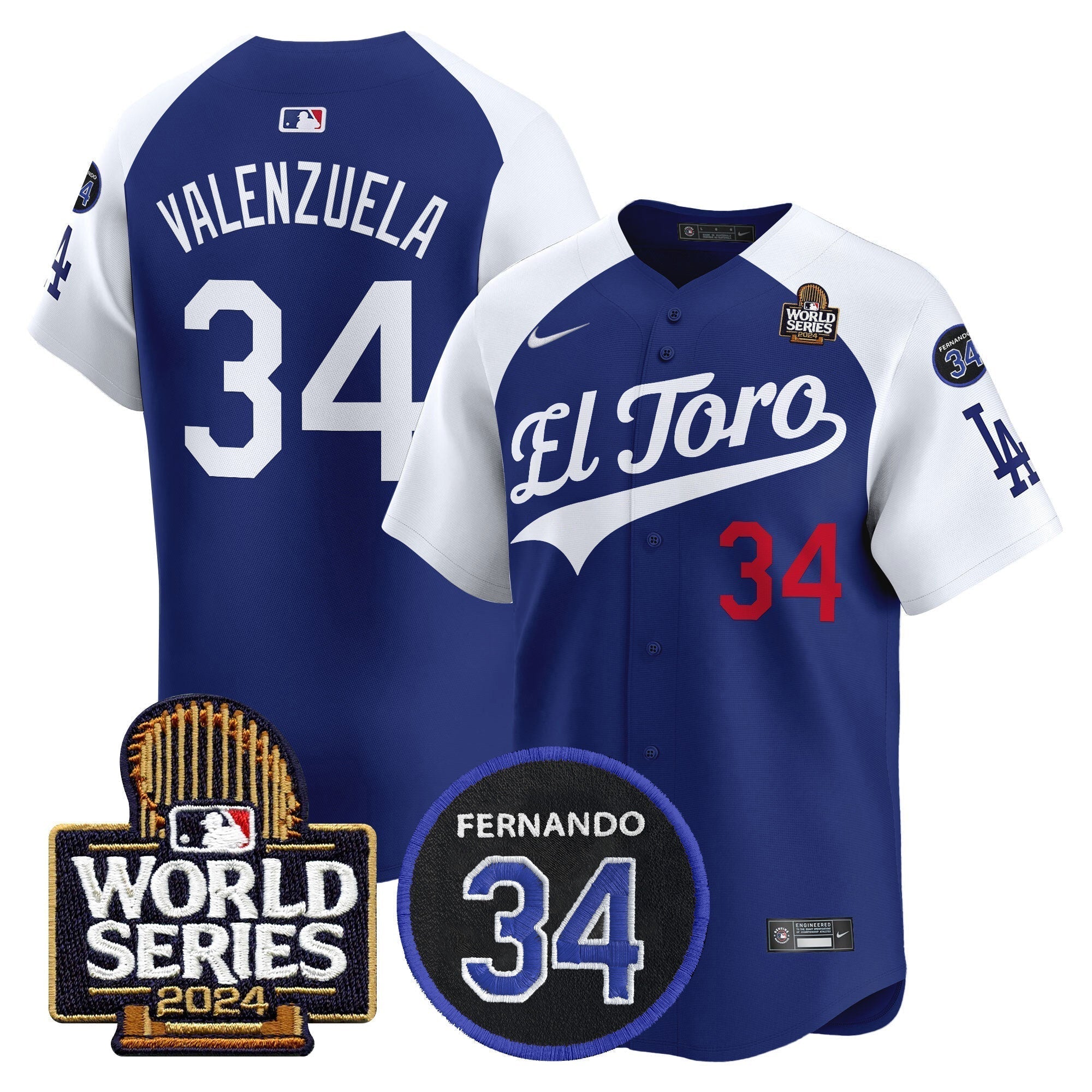 Dodgers El Toro 2024 World Series Patch Vapor Premier Limited Jersey - Stitched