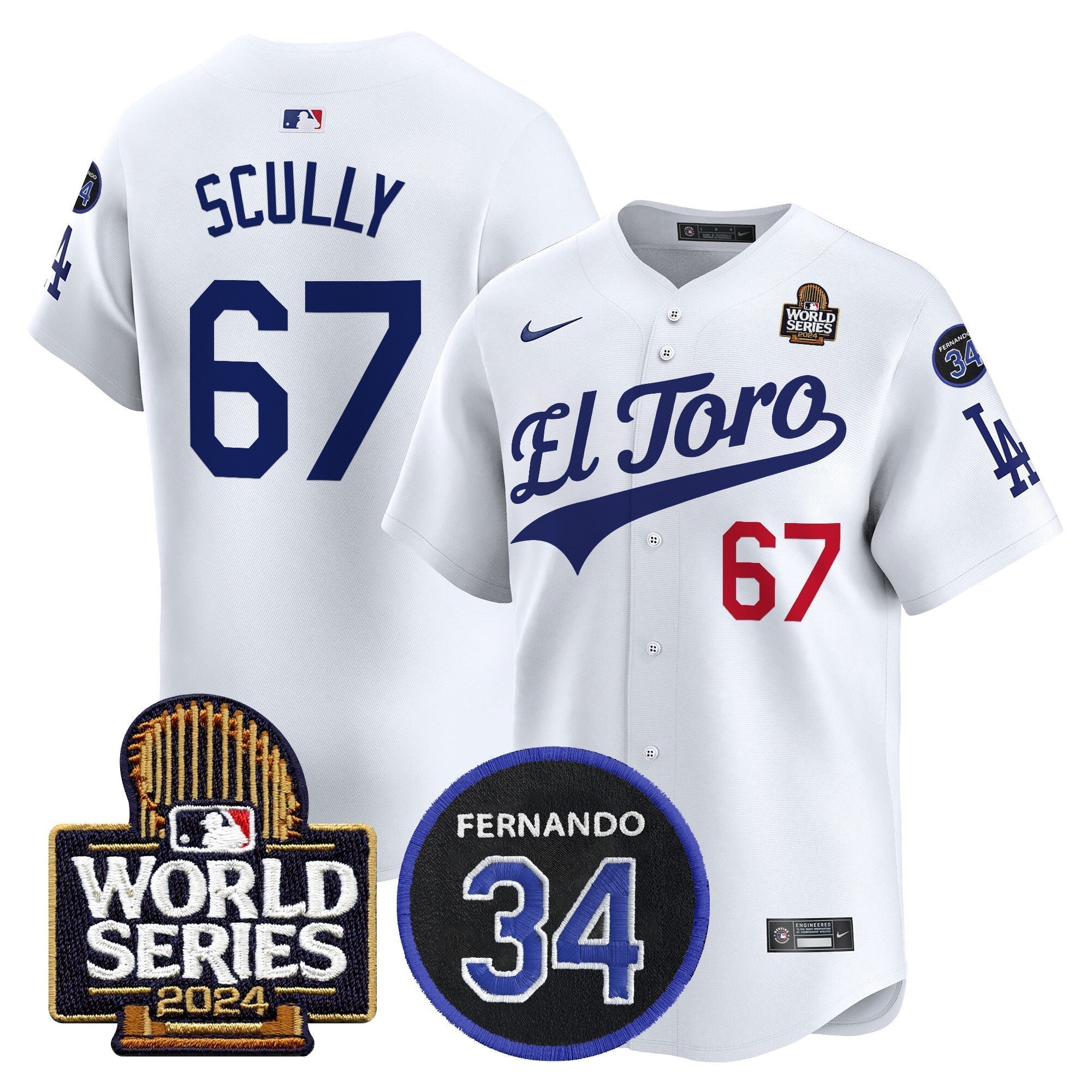 Dodgers El Toro 2024 World Series Patch Vapor Premier Limited Jersey - Stitched