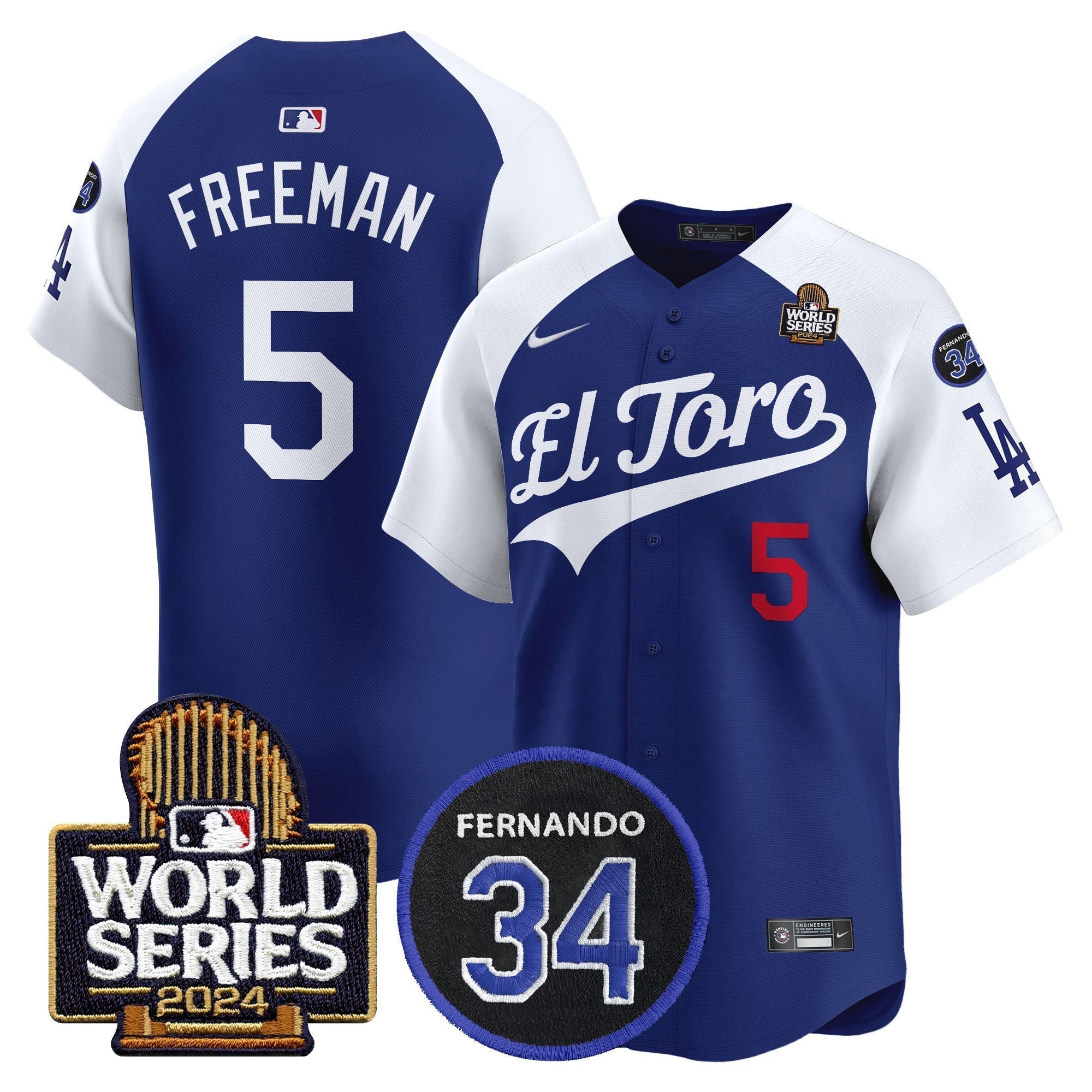 Dodgers El Toro 2024 World Series Patch Vapor Premier Limited Jersey - Stitched