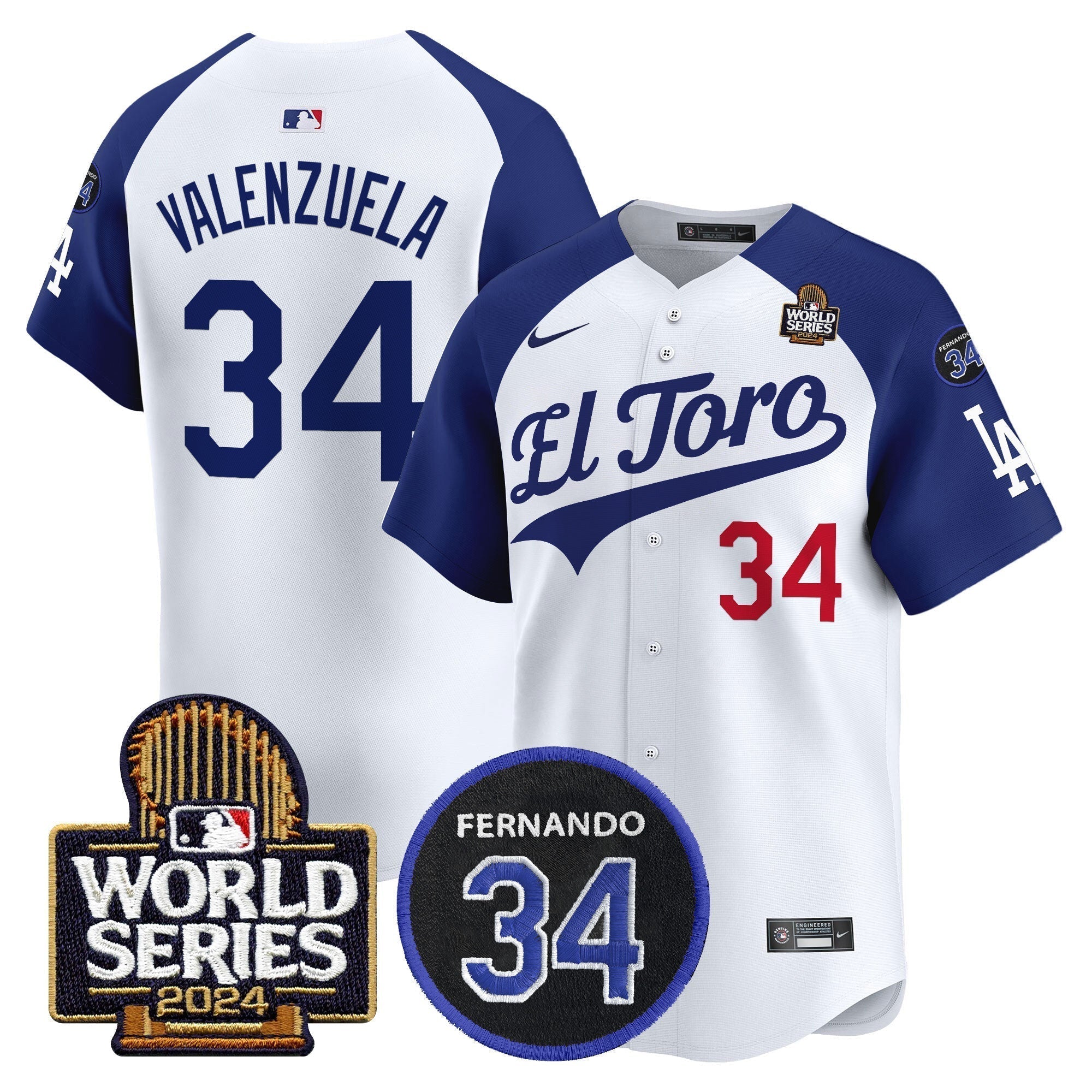 Dodgers El Toro 2024 World Series Patch Vapor Premier Limited Jersey - Stitched