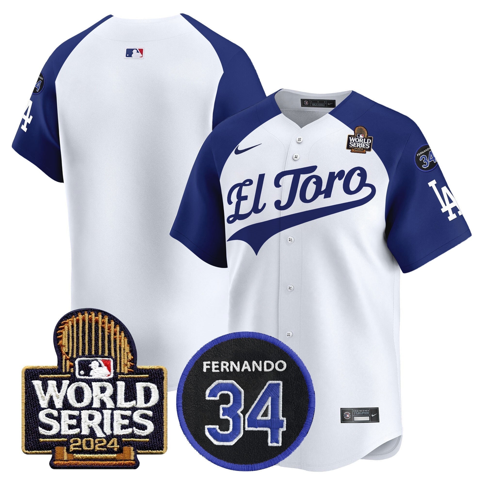 Dodgers El Toro 2024 World Series Patch Vapor Premier Limited Jersey - Stitched