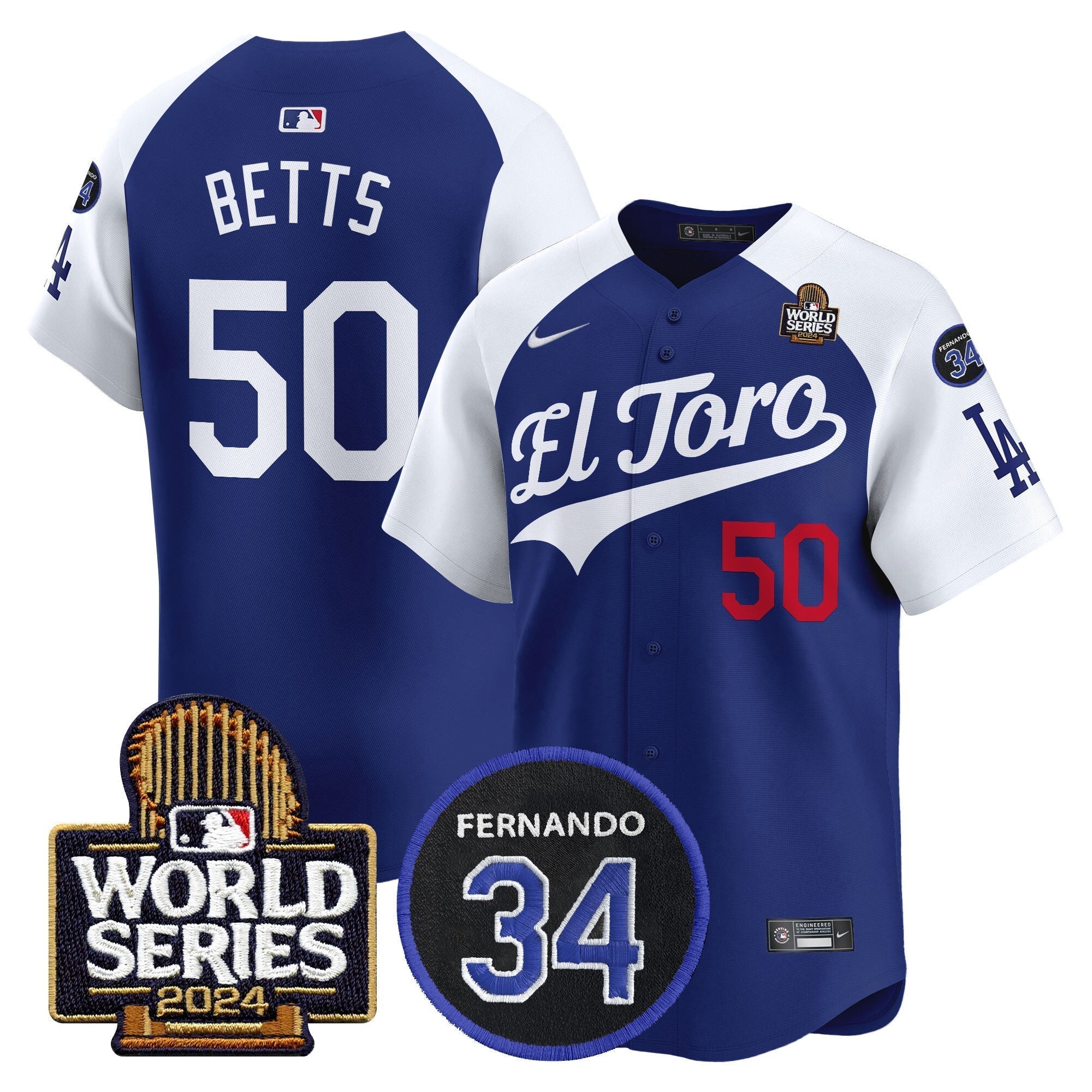 Dodgers El Toro 2024 World Series Patch Vapor Premier Limited Jersey - Stitched