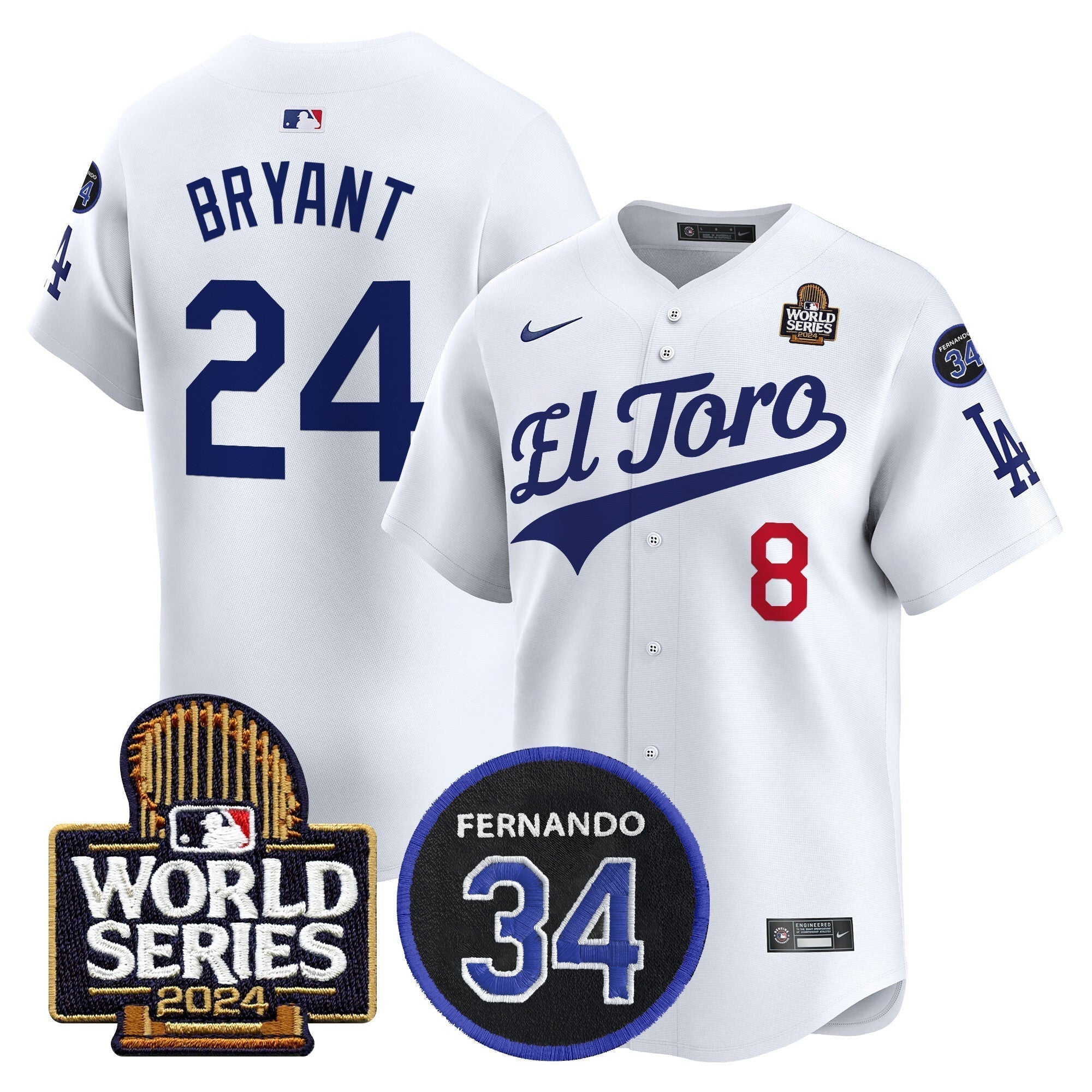 Dodgers El Toro 2024 World Series Patch Vapor Premier Limited Jersey - Stitched