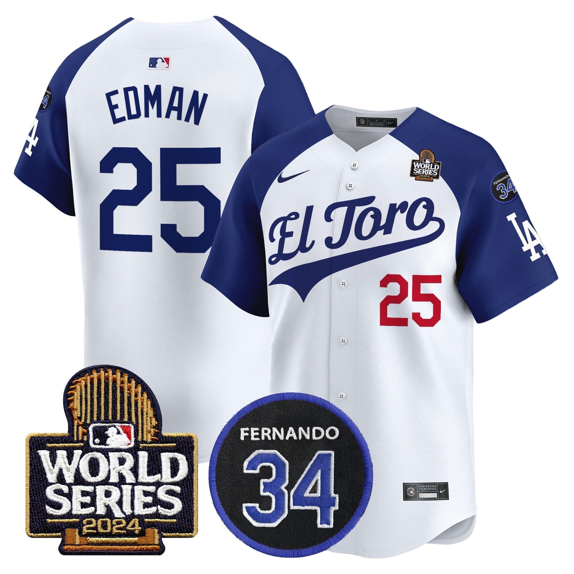 Dodgers El Toro 2024 World Series Patch Vapor Premier Limited Jersey - Stitched
