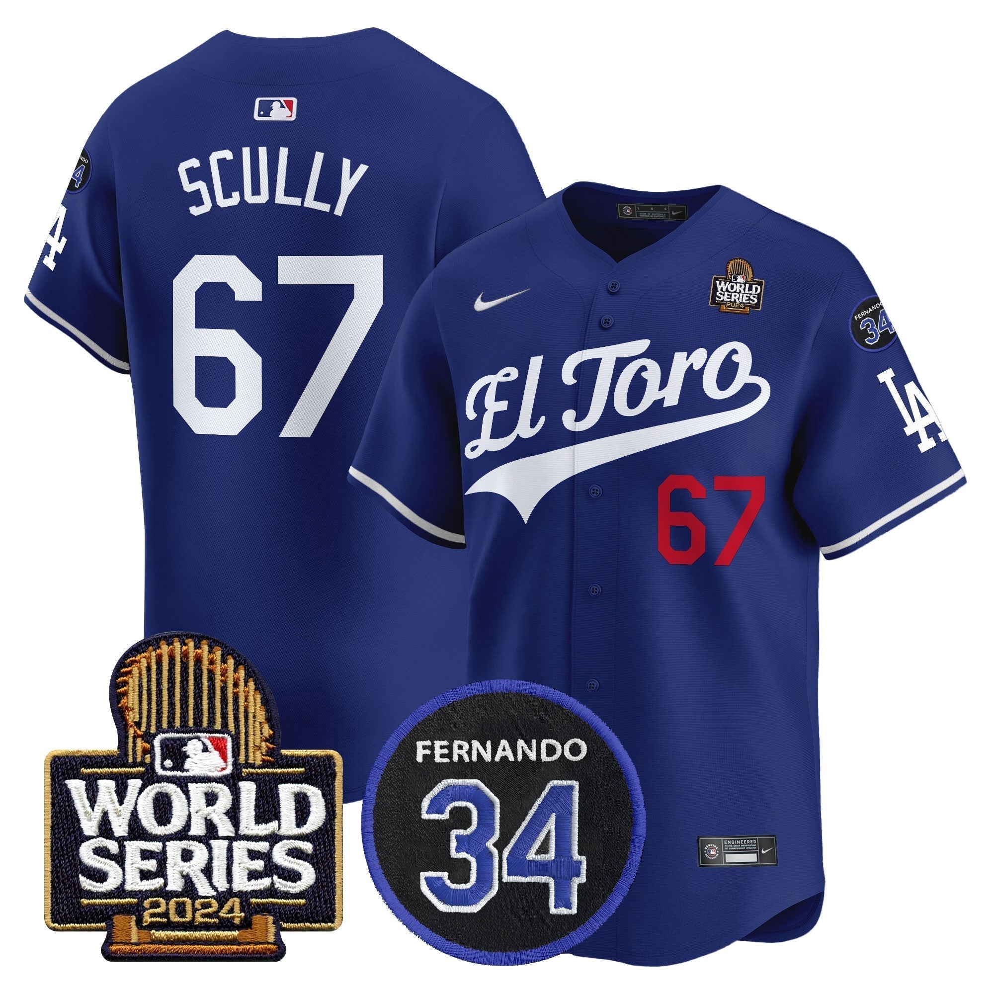 Dodgers El Toro 2024 World Series Patch Vapor Premier Limited Jersey - Stitched