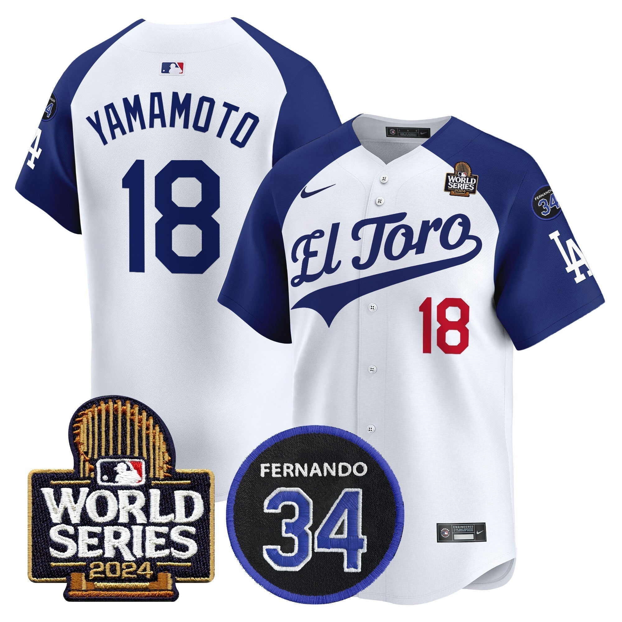 Dodgers El Toro 2024 World Series Patch Vapor Premier Limited Jersey - Stitched