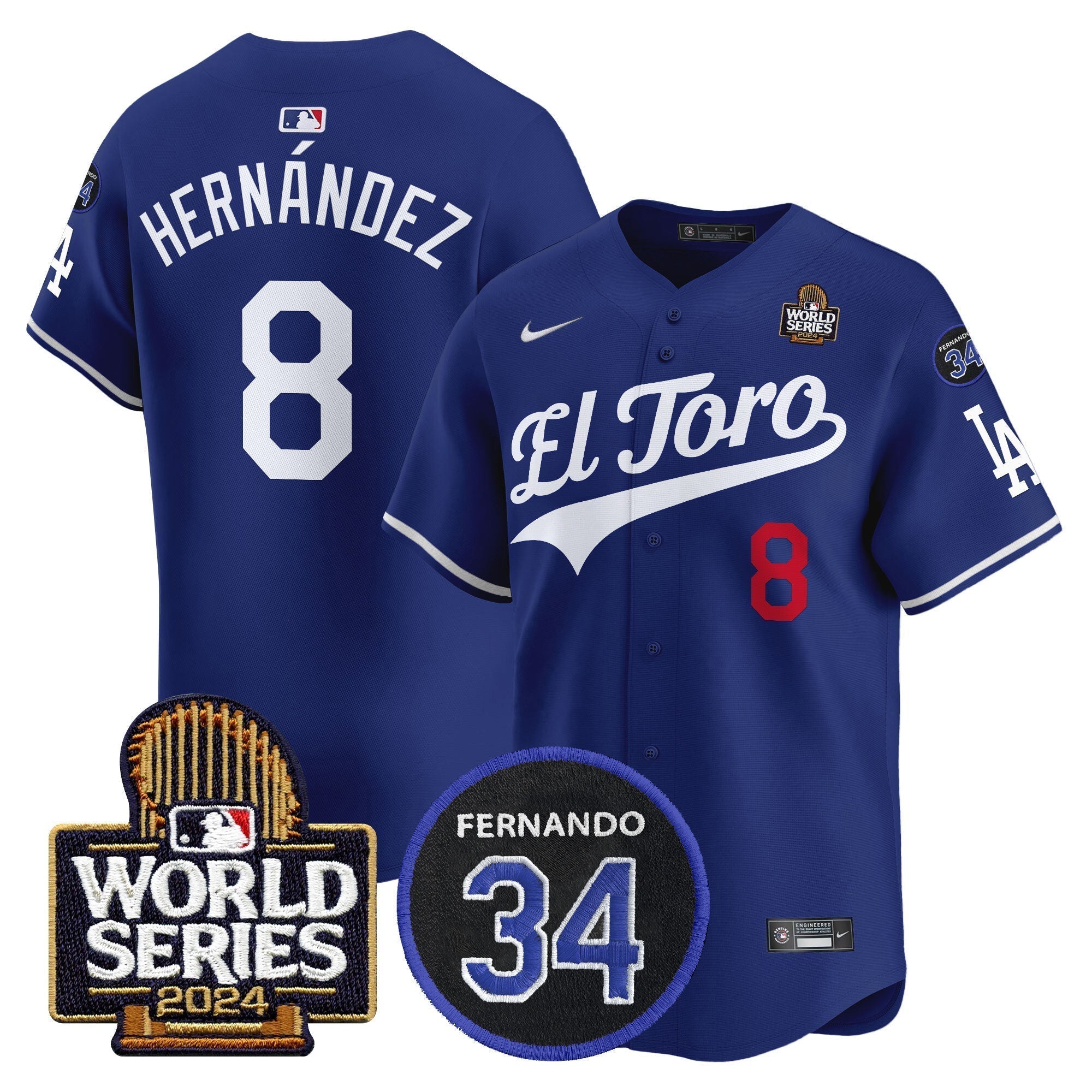 Dodgers El Toro 2024 World Series Patch Vapor Premier Limited Jersey - Stitched