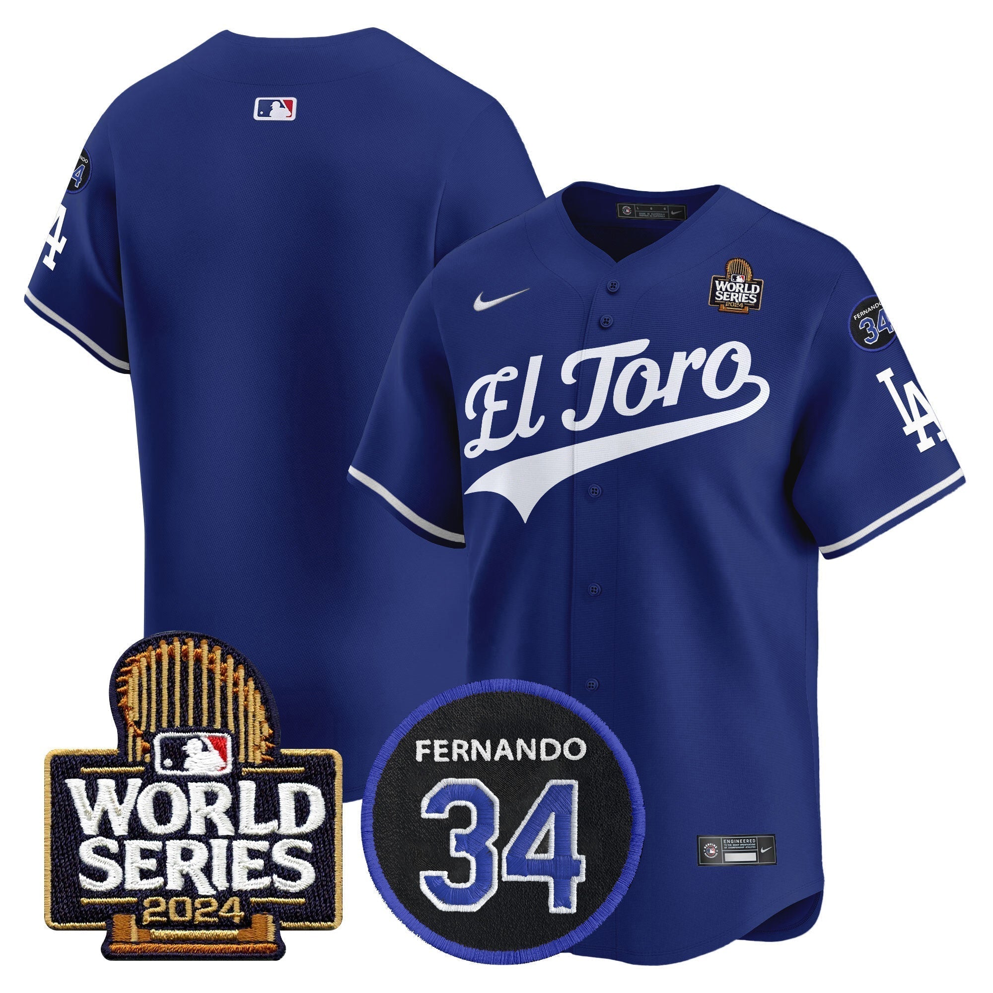 Dodgers El Toro 2024 World Series Patch Vapor Premier Limited Jersey - Stitched