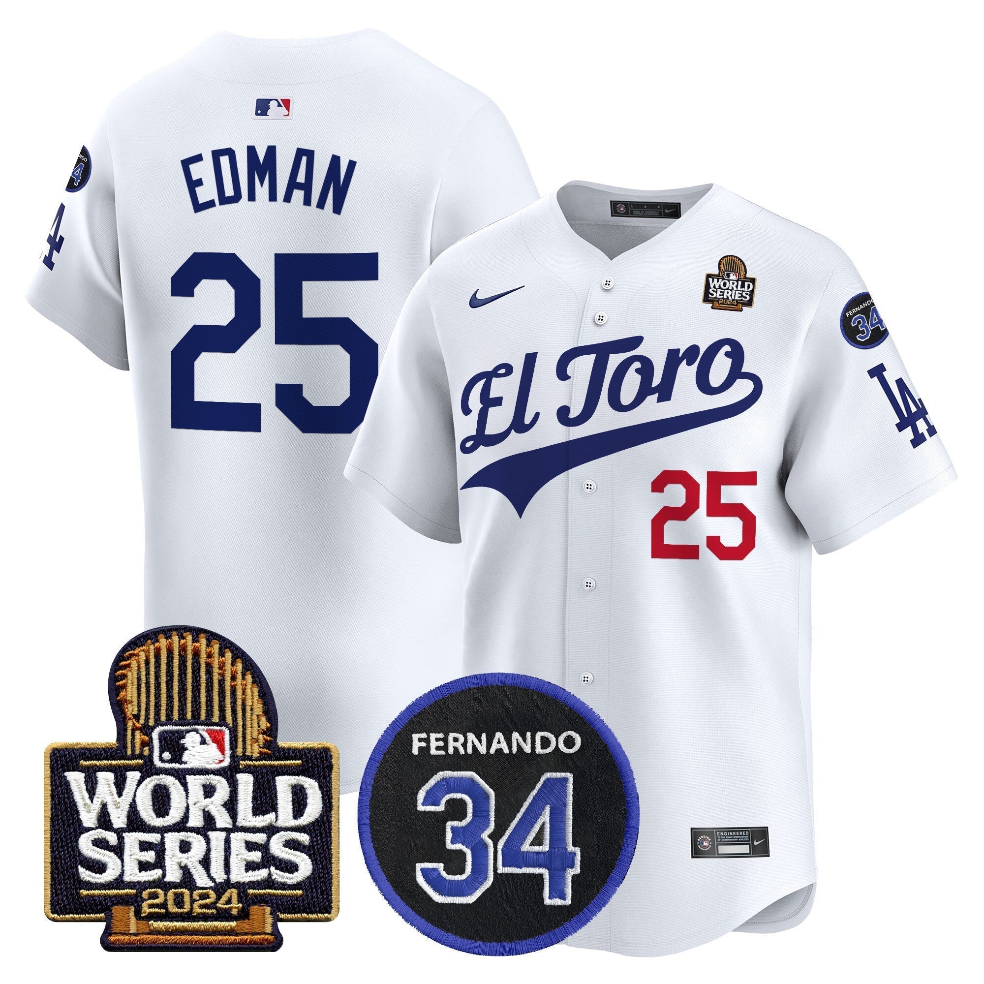 Dodgers El Toro 2024 World Series Patch Vapor Premier Limited Jersey - Stitched