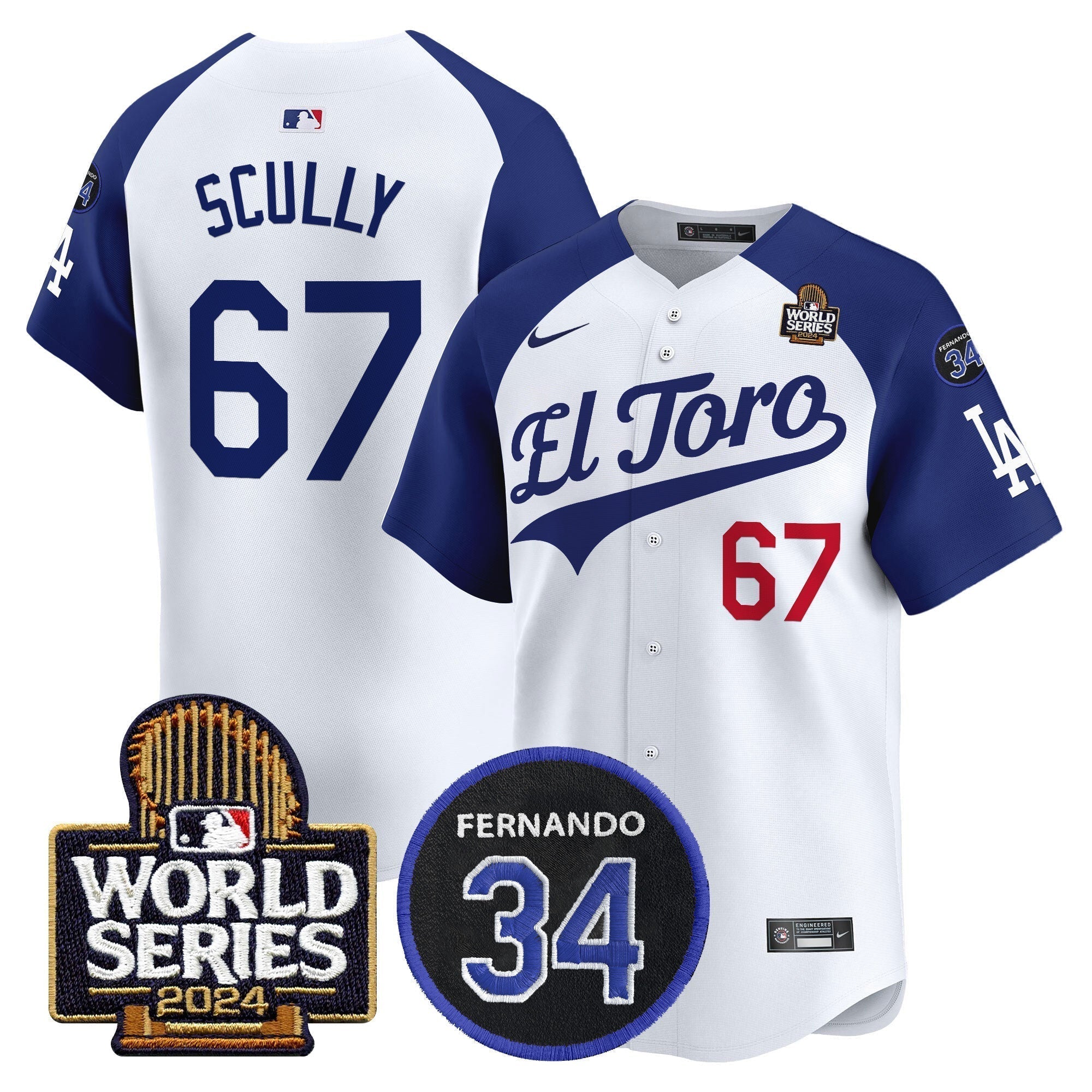 Dodgers El Toro 2024 World Series Patch Vapor Premier Limited Jersey - Stitched