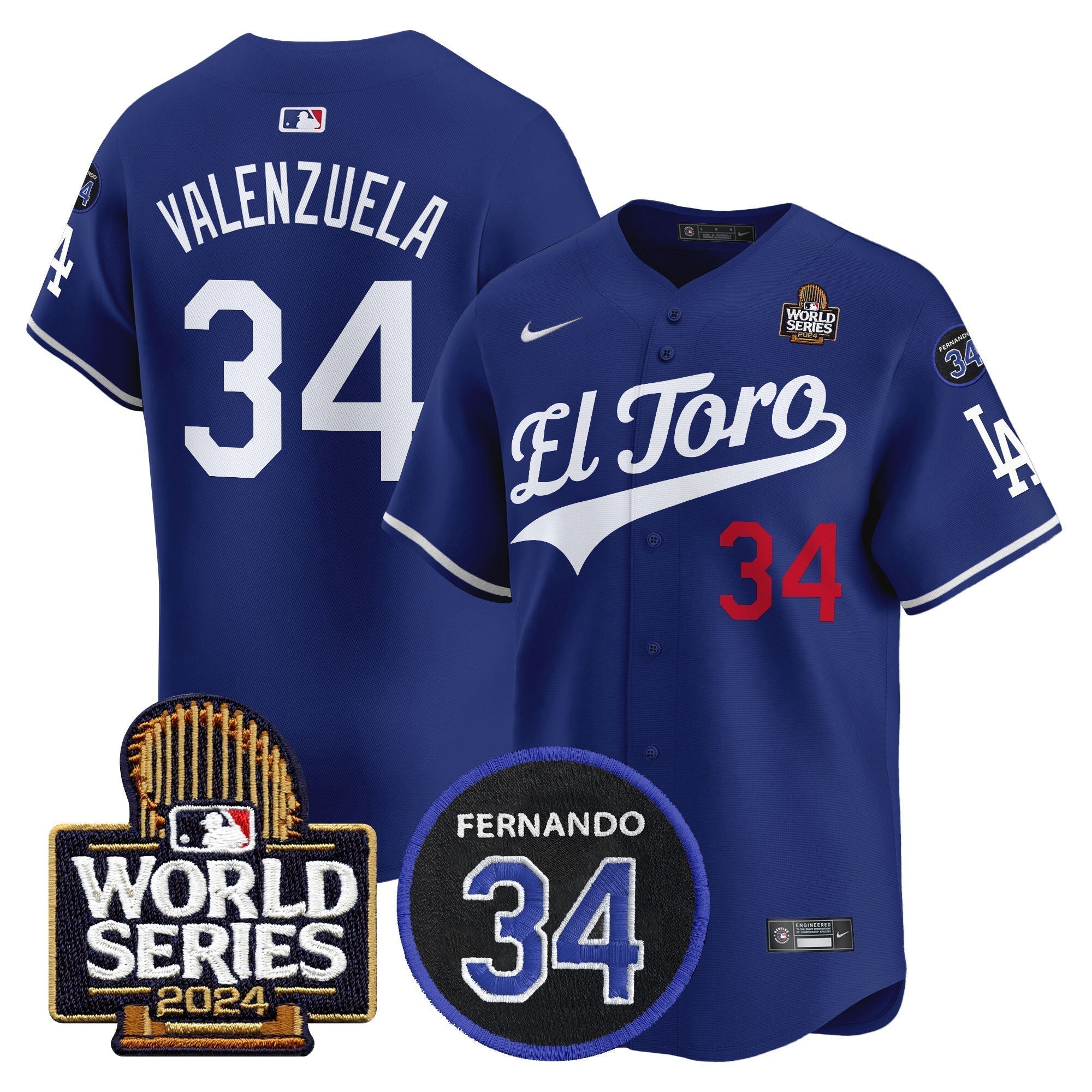 Dodgers El Toro 2024 World Series Patch Vapor Premier Limited Jersey - Stitched
