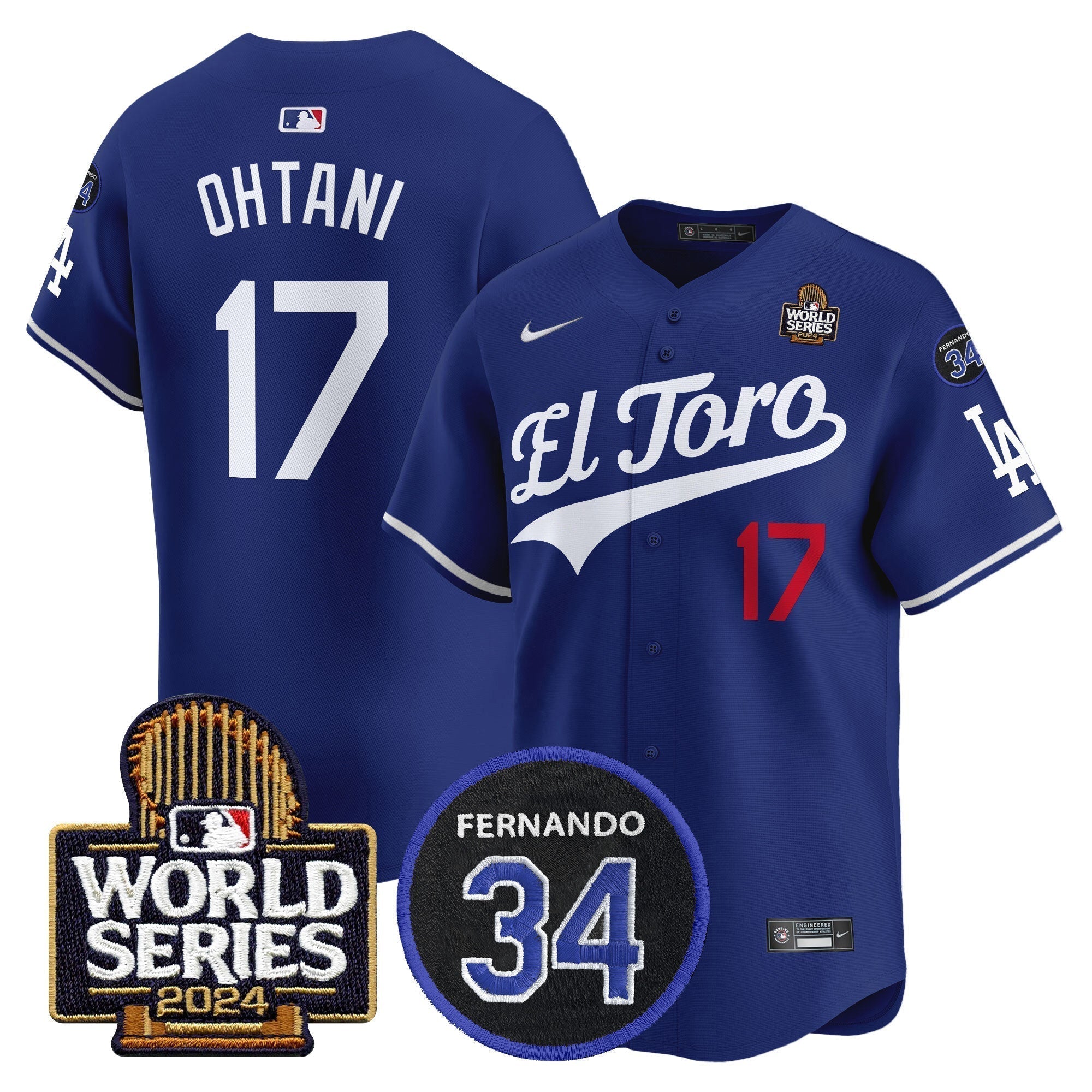Dodgers El Toro 2024 World Series Patch Vapor Premier Limited Jersey - Stitched