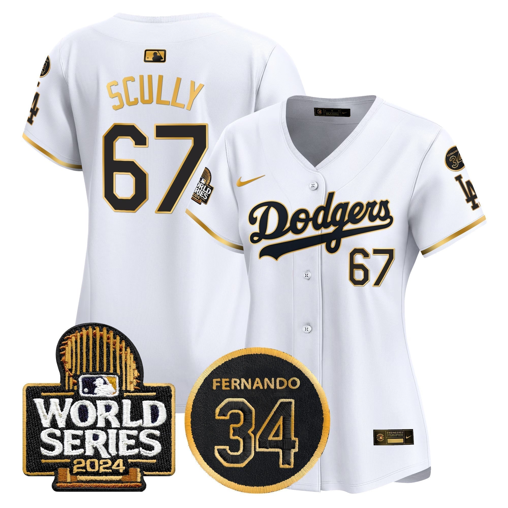 Women's Dodgers Fernando Memorial & 2024 World Series Patch Vapor Premier Limited Jersey - Stitched