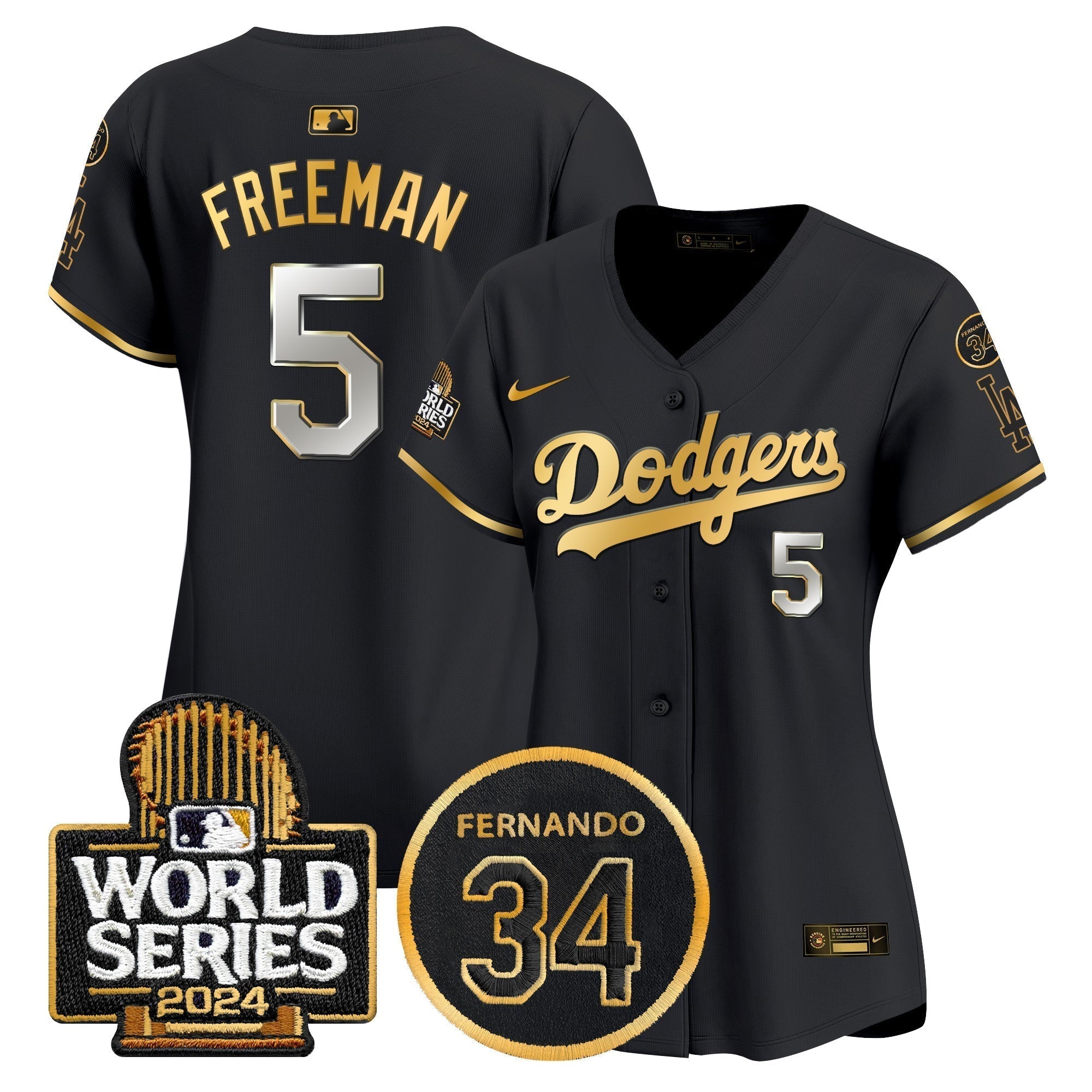 Women's Dodgers Fernando Memorial & 2024 World Series Patch Vapor Premier Limited Jersey - Stitched