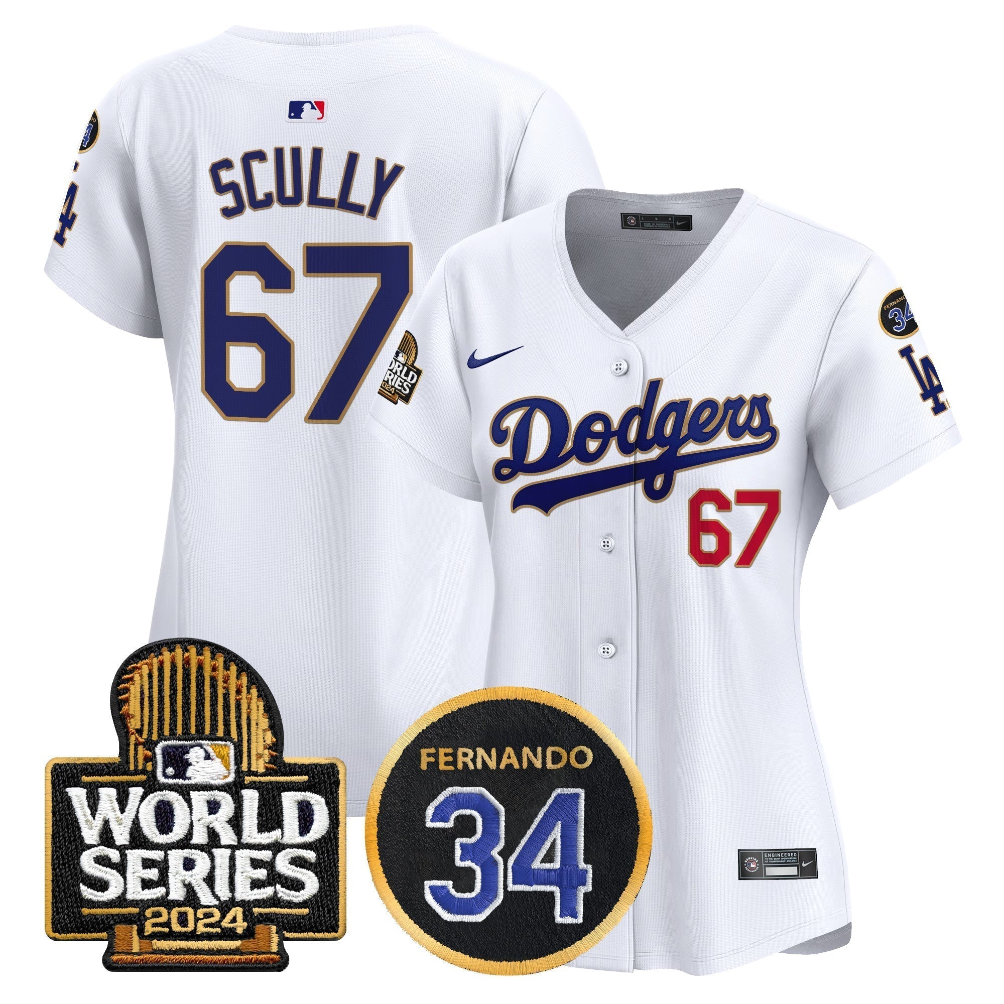 Women's Dodgers Fernando Memorial & 2024 World Series Patch Vapor Premier Limited Jersey - Stitched