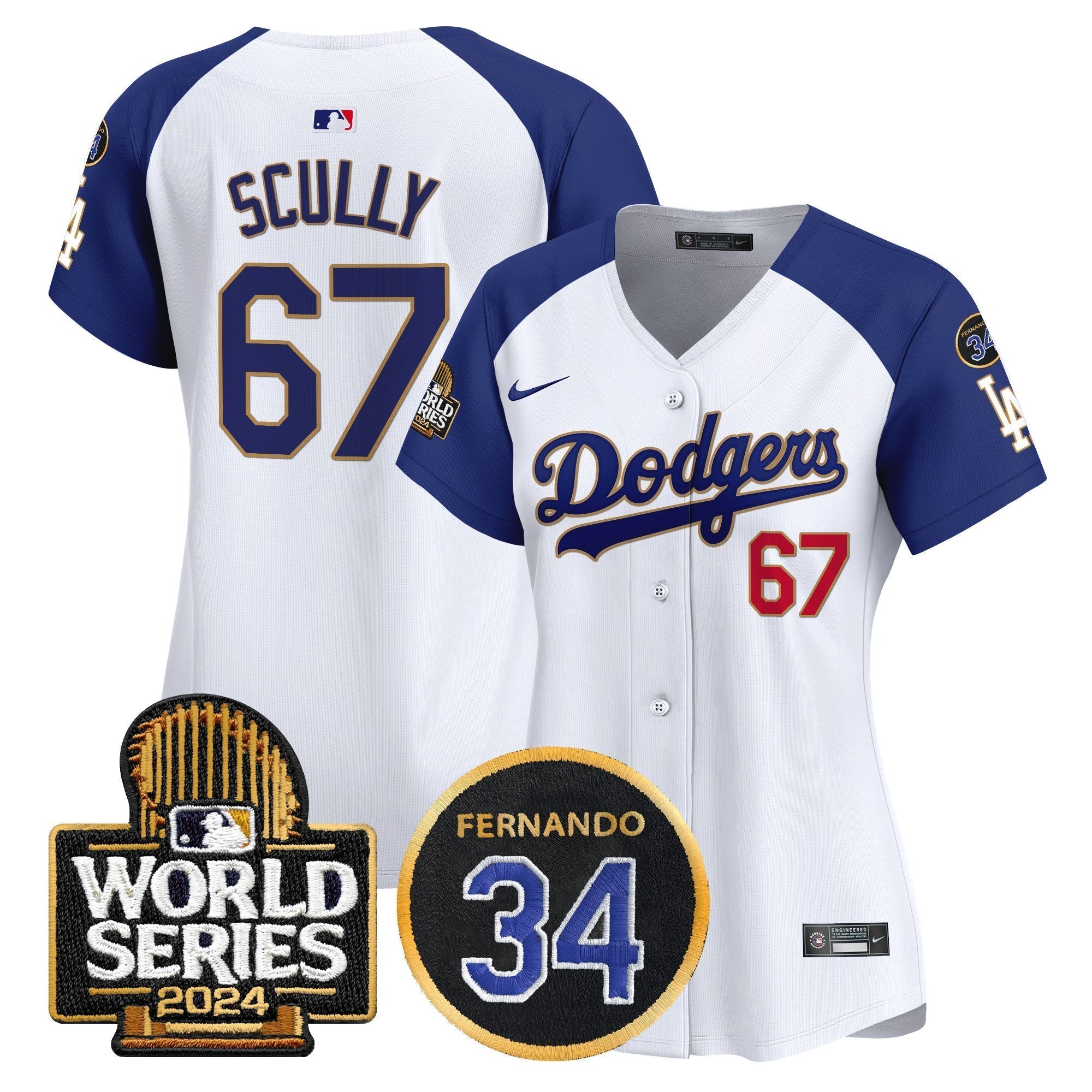 Women's Dodgers Fernando Memorial & 2024 World Series Patch Vapor Premier Limited Jersey - Stitched