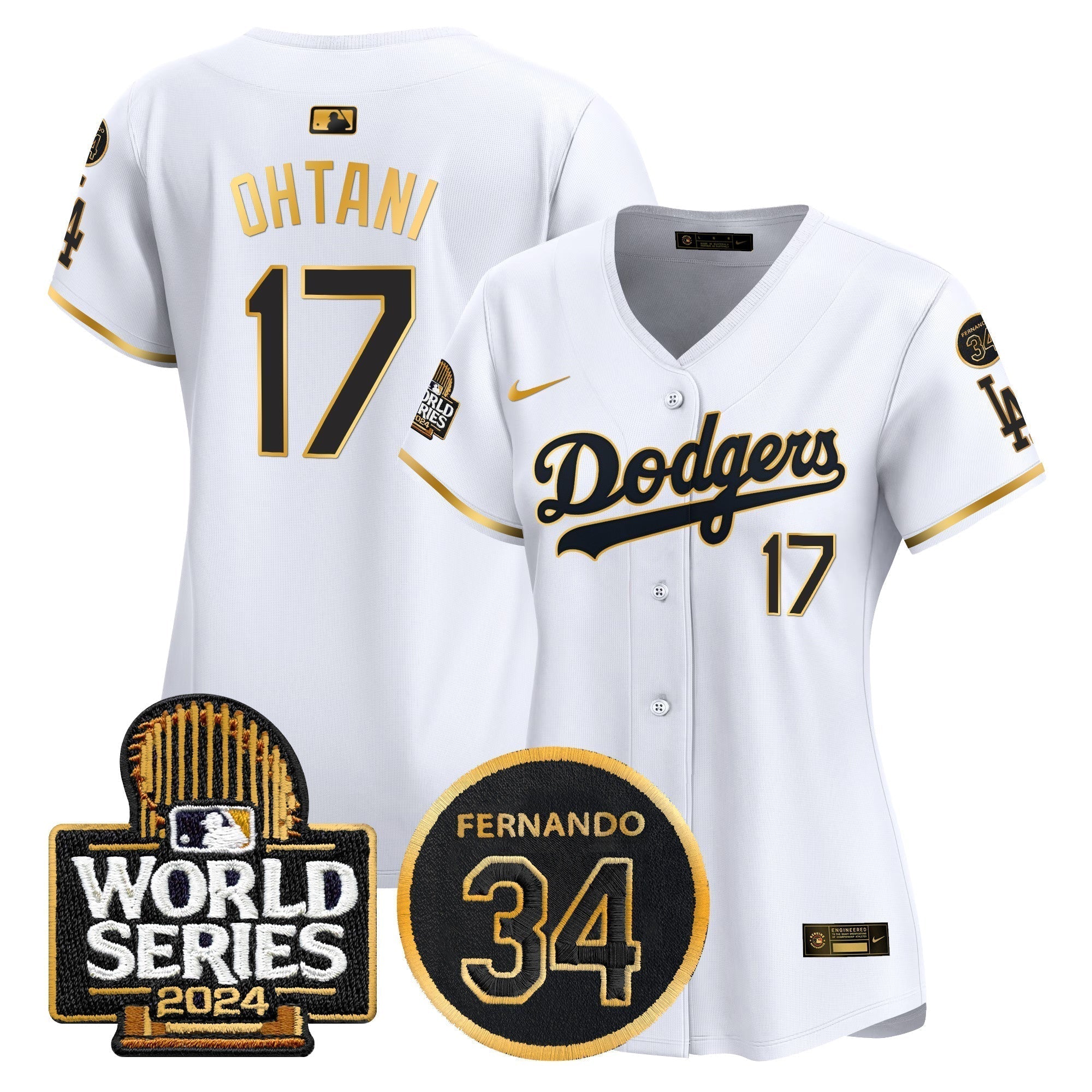 Women's Dodgers Fernando Memorial & 2024 World Series Patch Vapor Premier Limited Jersey - Stitched