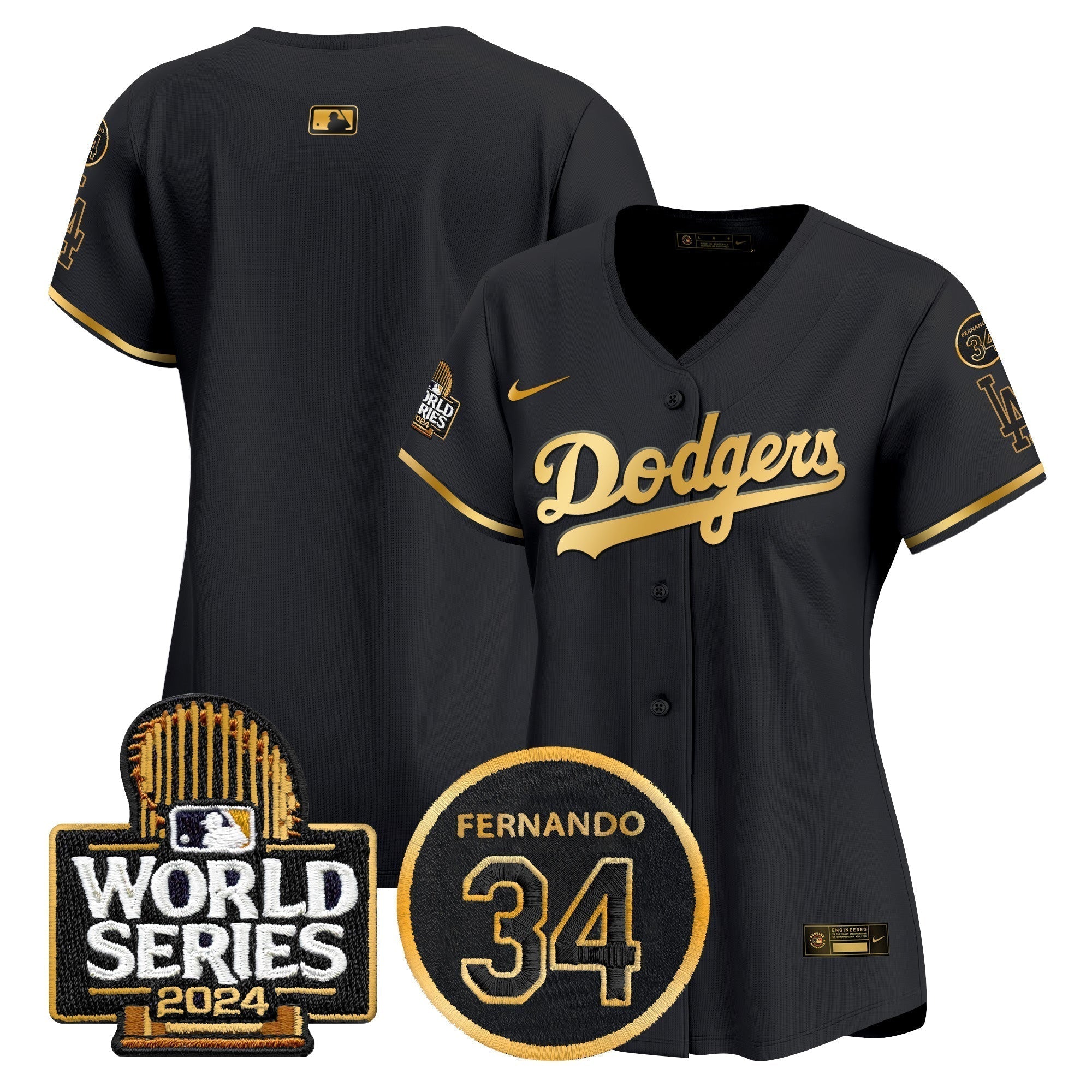 Women's Dodgers Fernando Memorial & 2024 World Series Patch Vapor Premier Limited Jersey - Stitched