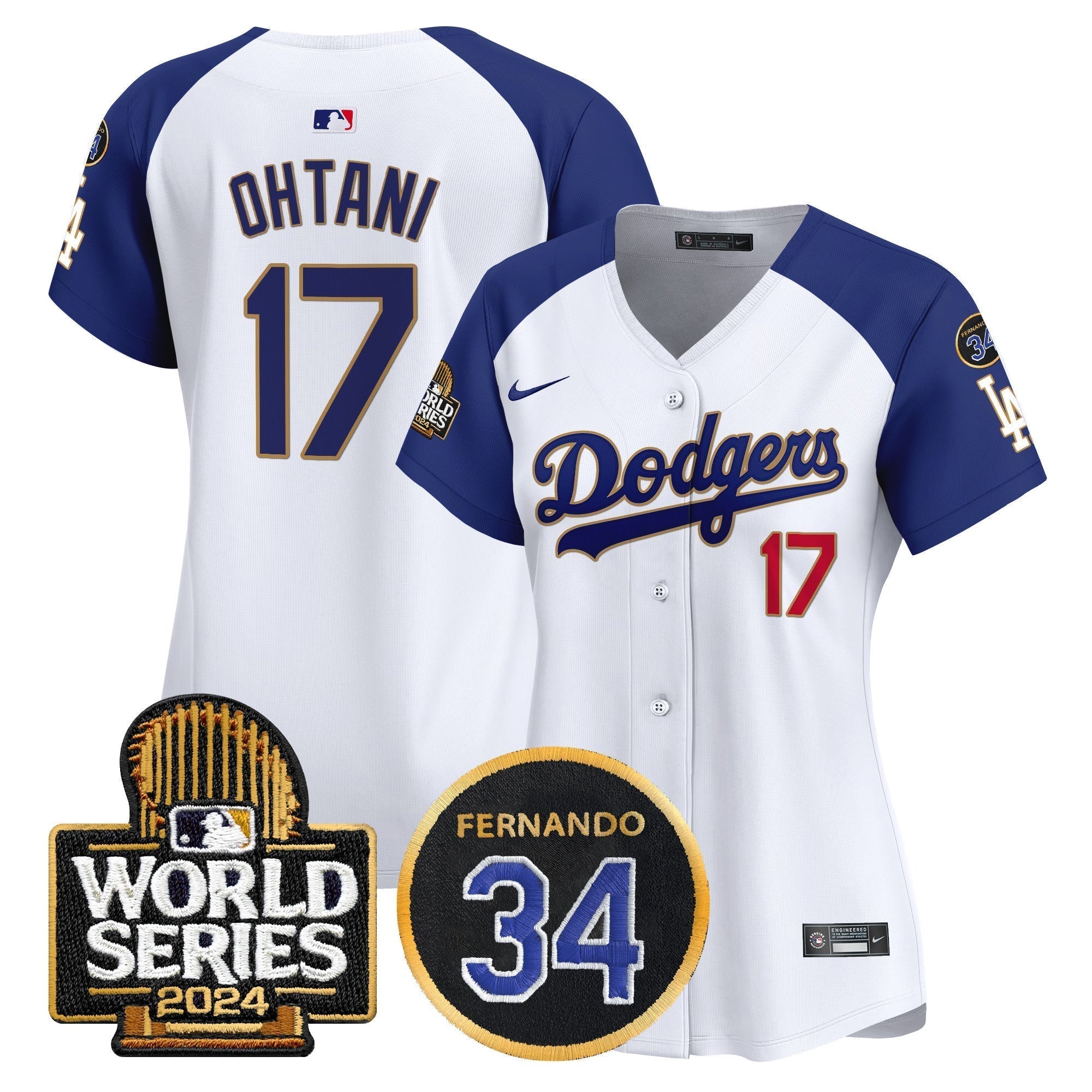 Women's Dodgers Fernando Memorial & 2024 World Series Patch Vapor Premier Limited Jersey - Stitched