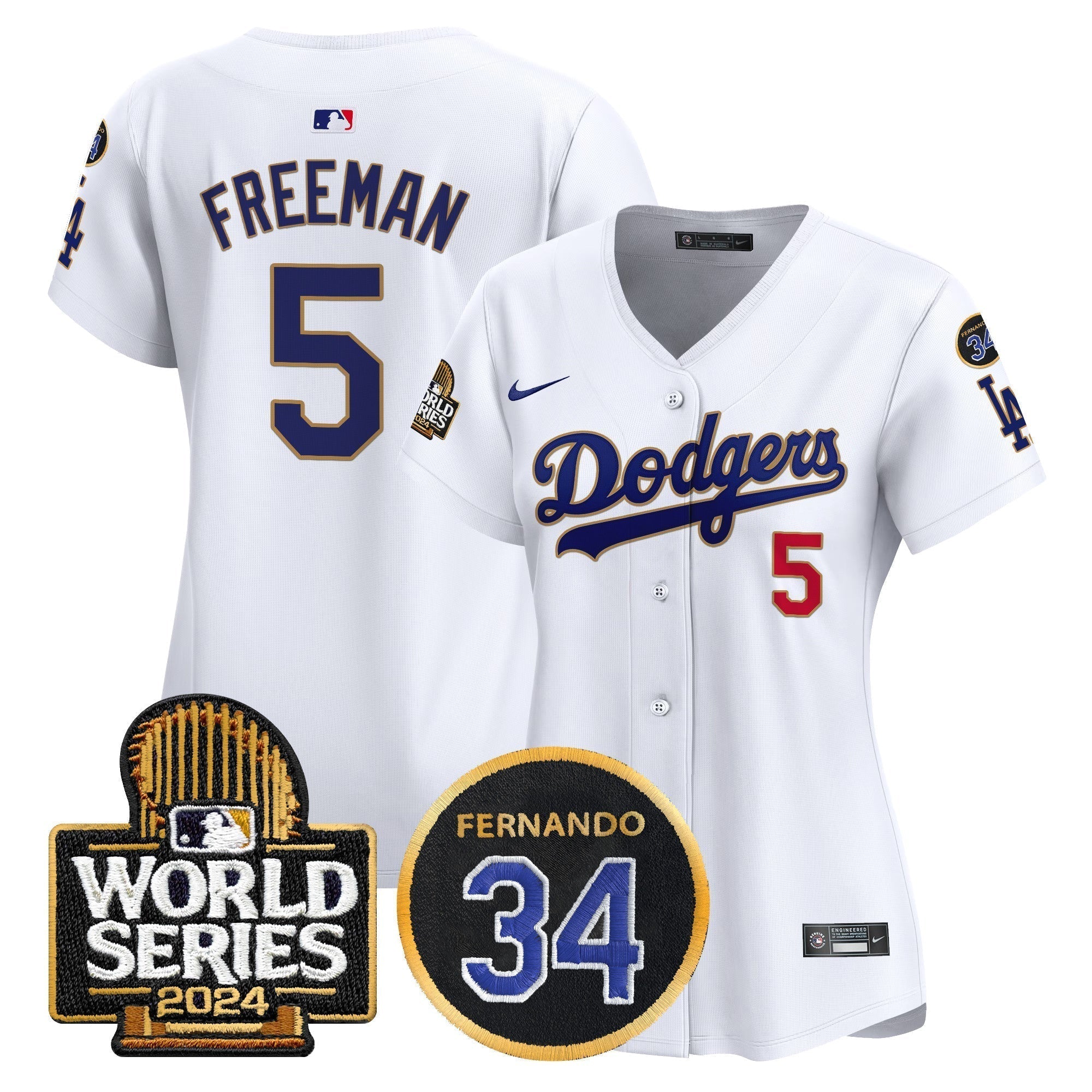 Women's Dodgers Fernando Memorial & 2024 World Series Patch Vapor Premier Limited Jersey - Stitched