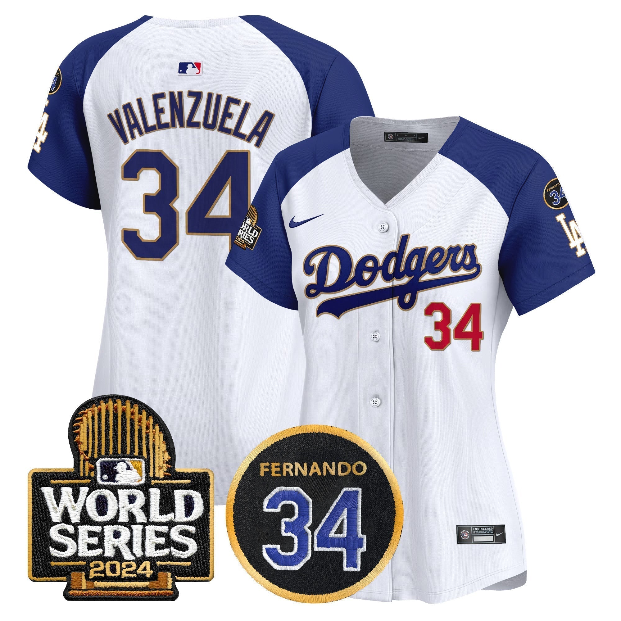 Women's Dodgers Fernando Memorial & 2024 World Series Patch Vapor Premier Limited Jersey - Stitched