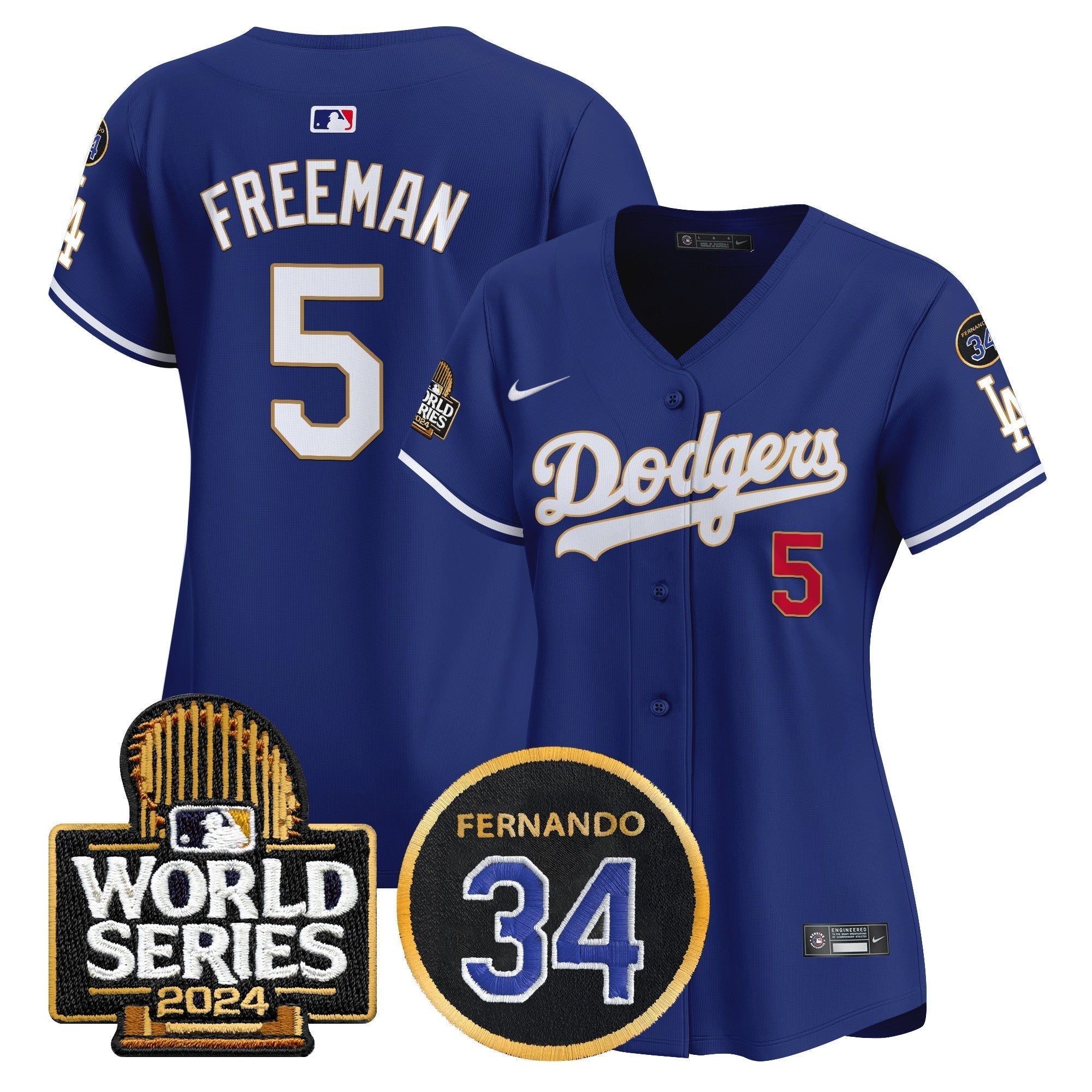 Women's Dodgers Fernando Memorial & 2024 World Series Patch Vapor Premier Limited Jersey - Stitched