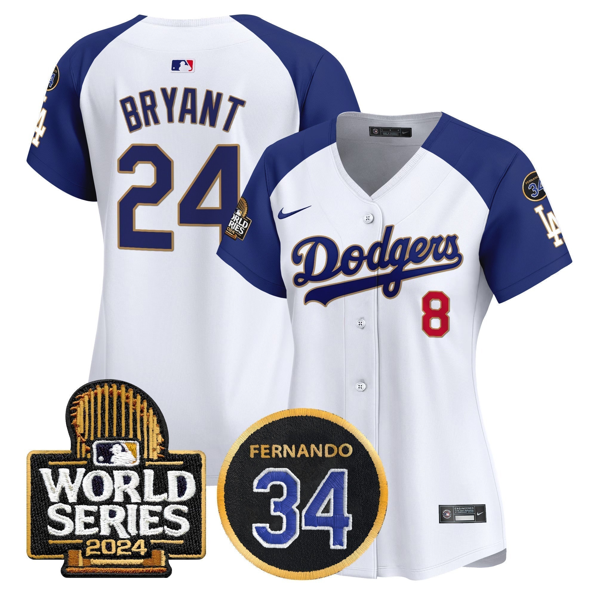 Women's Dodgers Fernando Memorial & 2024 World Series Patch Vapor Premier Limited Jersey - Stitched