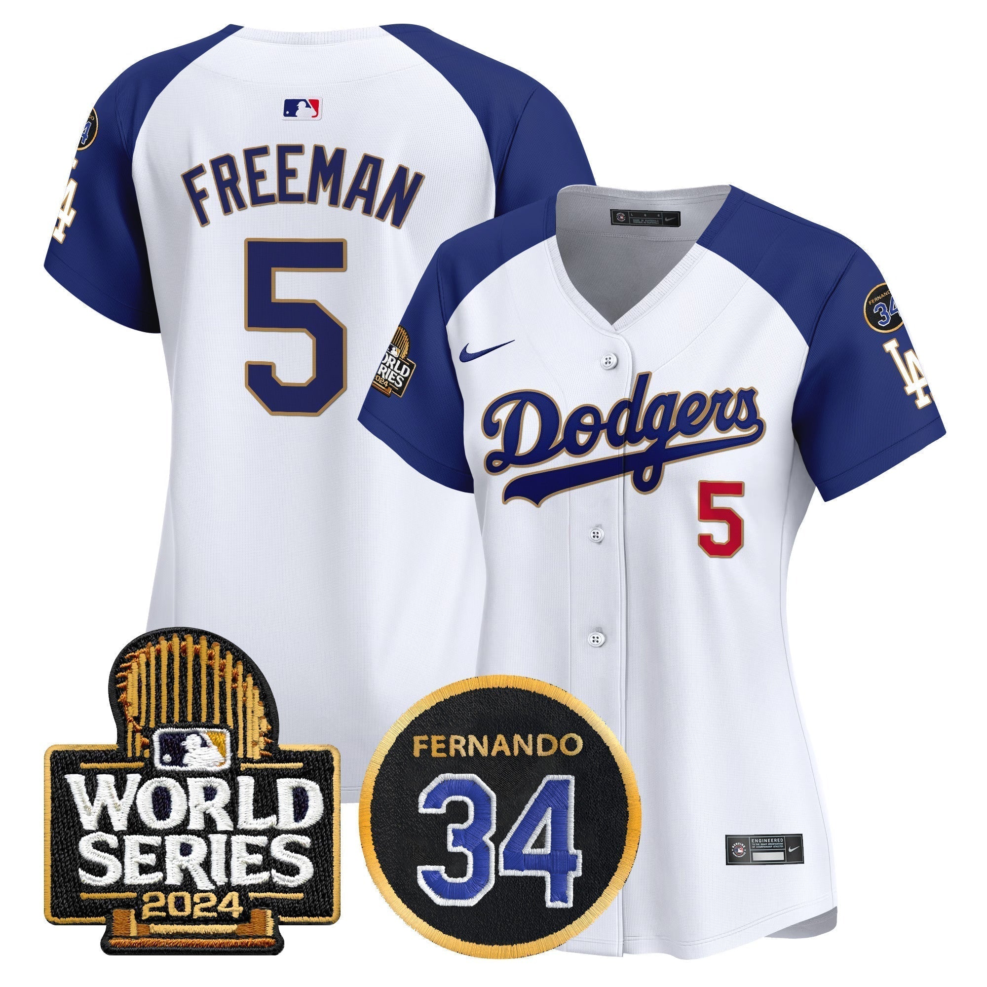 Women's Dodgers Fernando Memorial & 2024 World Series Patch Vapor Premier Limited Jersey - Stitched