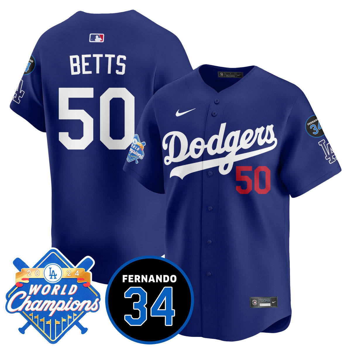 Men's LA Dodgers - World Series Champions 2024/Fernando Valenzuela Memorial Jersey - All Stitched