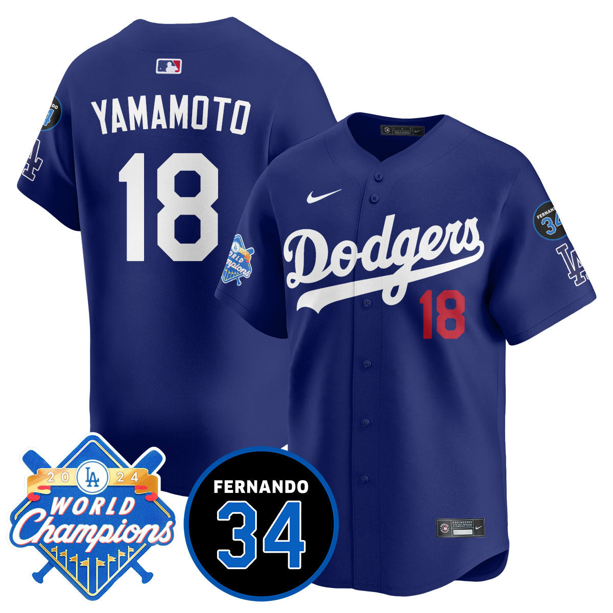 Men's LA Dodgers - World Series Champions 2024/Fernando Valenzuela Memorial Jersey - All Stitched