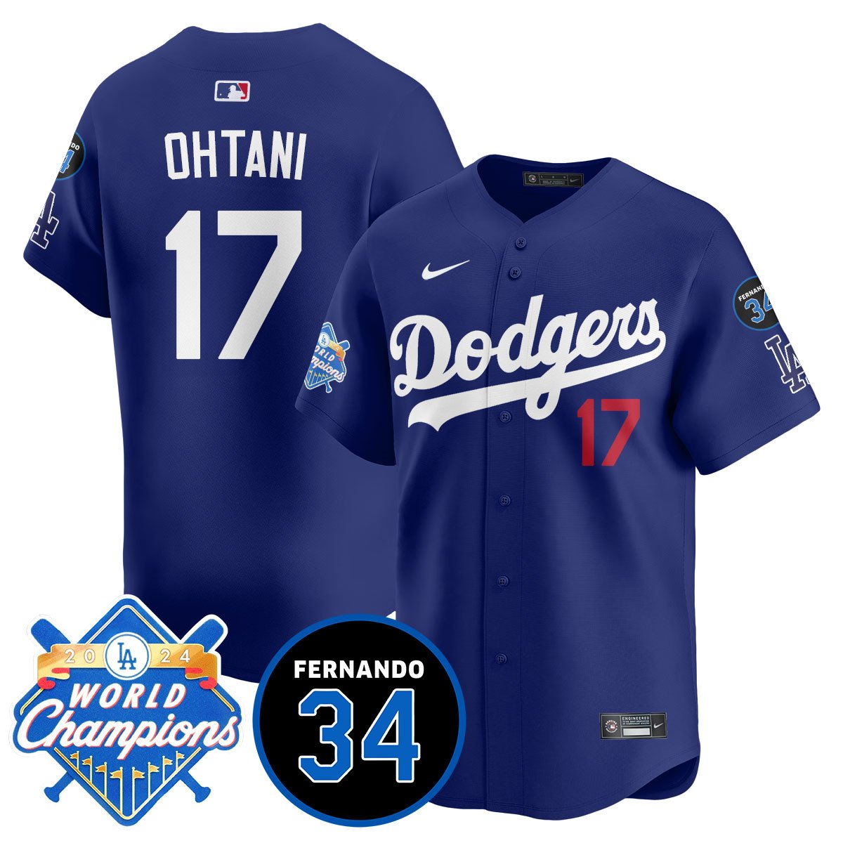 LA Dodgers - World Series Champions 2024/Fernando Valenzuela Memorial Jersey - Stitched