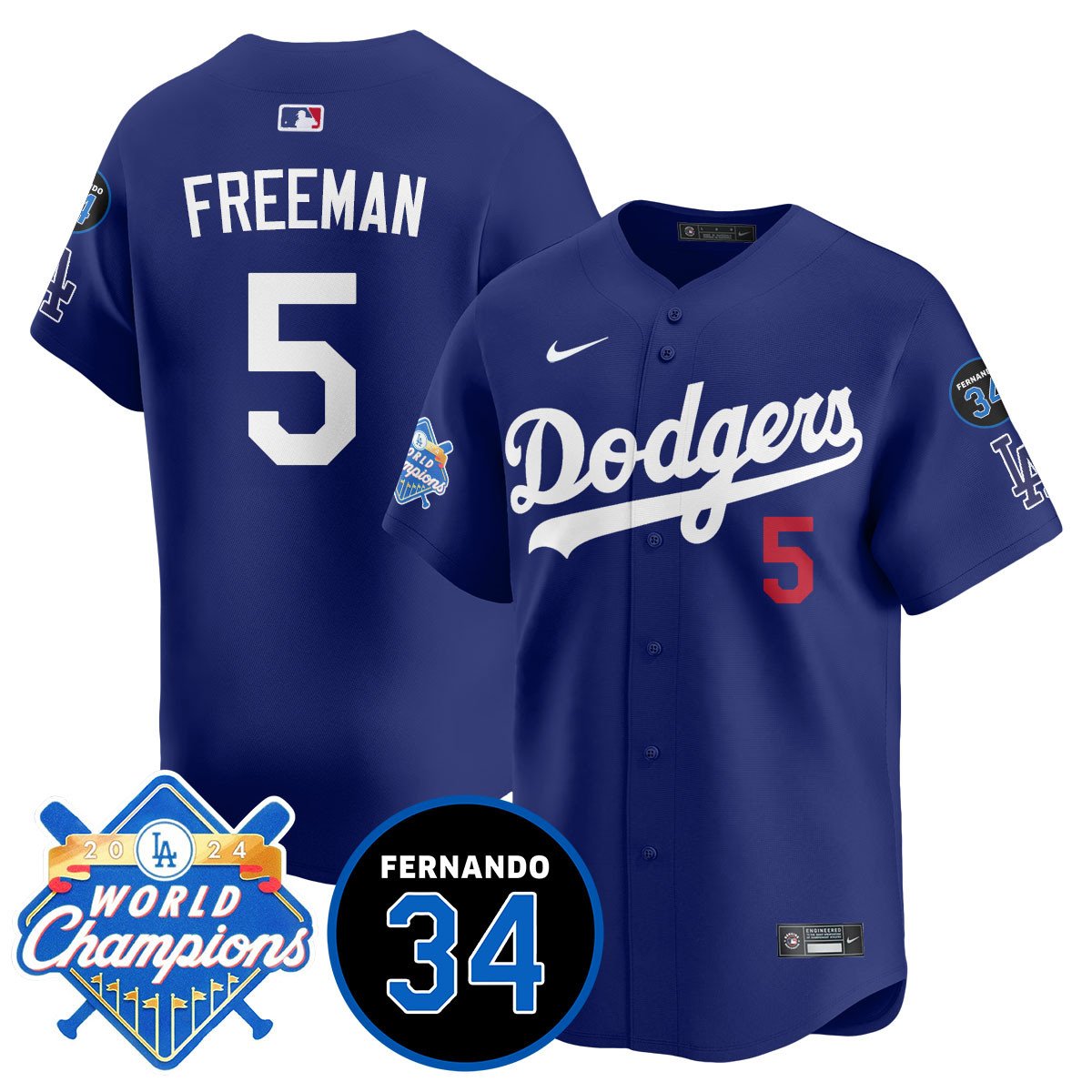 LA Dodgers - World Series Champions 2024/Fernando Valenzuela Memorial Jersey - Stitched