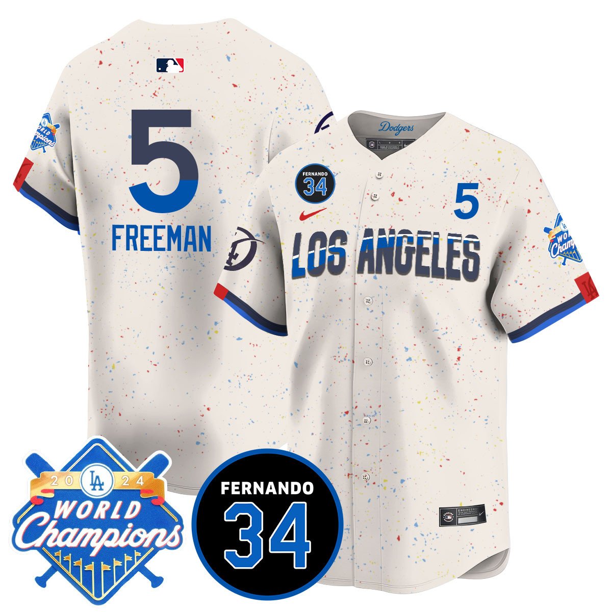 LA Dodgers - World Series Champions 2024/Fernando Valenzuela Memorial Jersey - Stitched