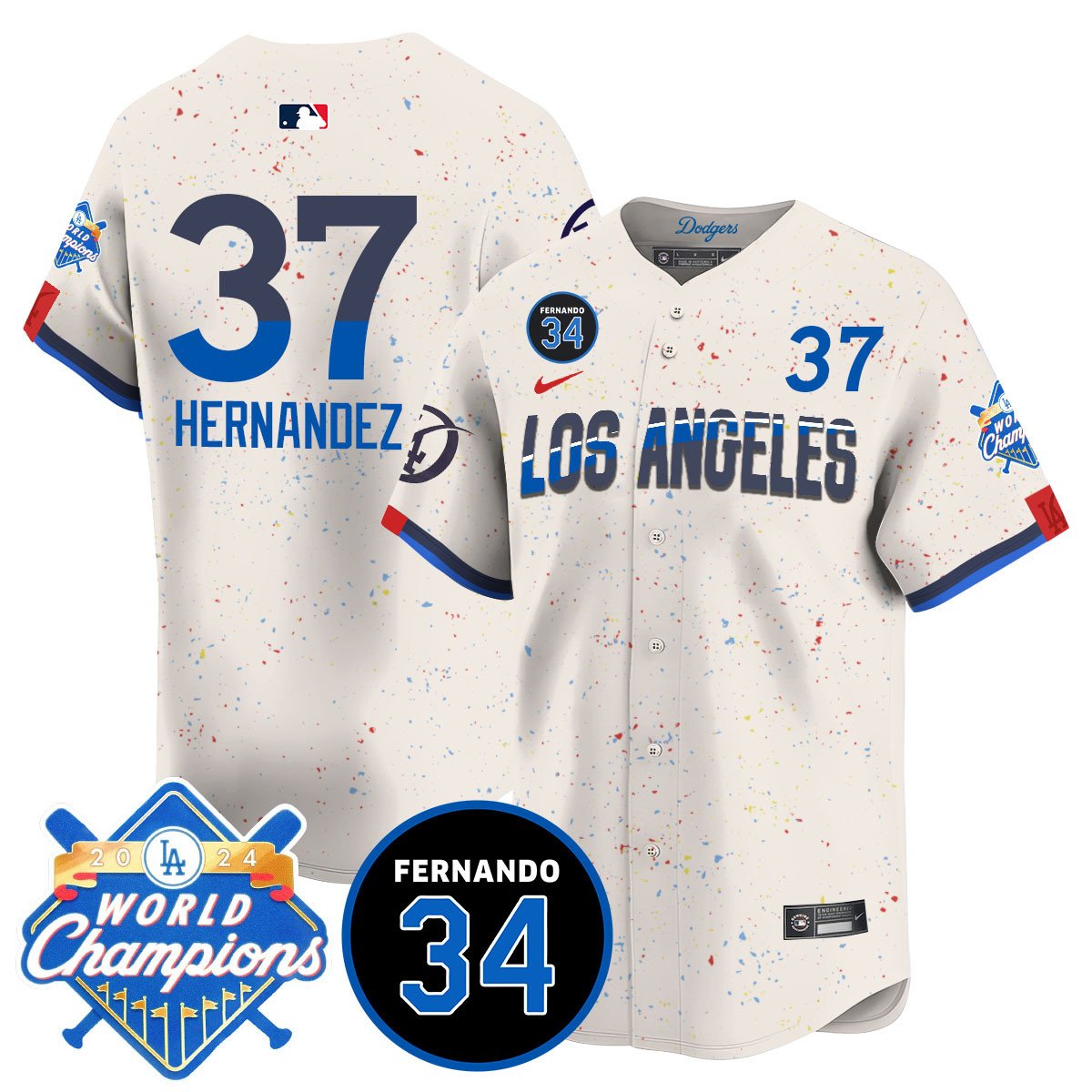LA Dodgers - World Series Champions 2024/Fernando Valenzuela Memorial Jersey - Stitched