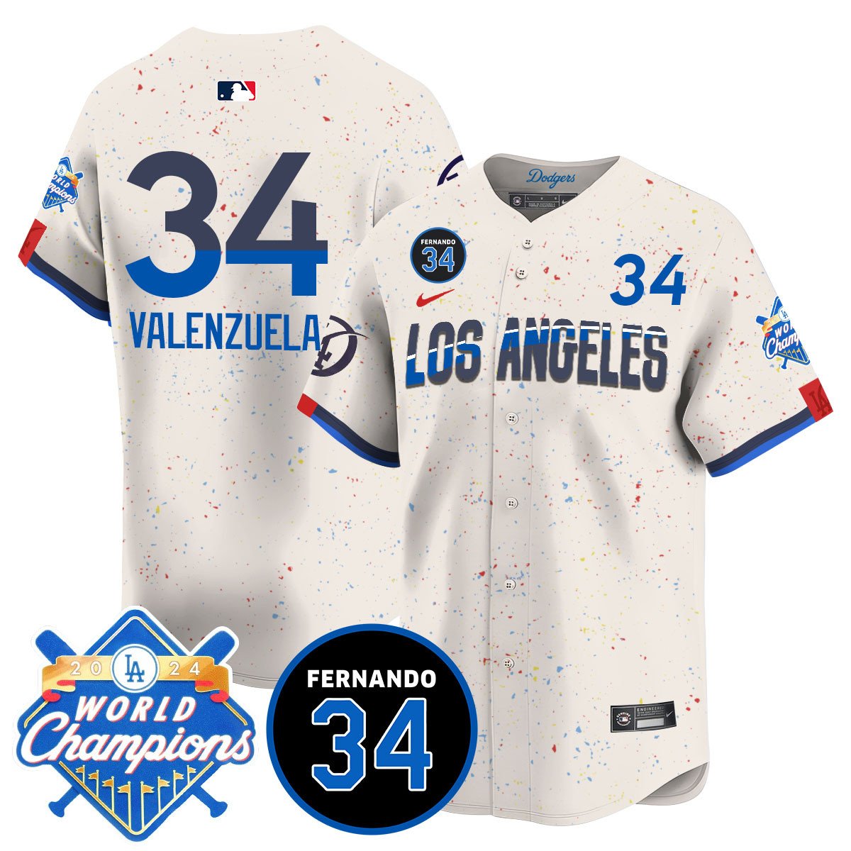 LA Dodgers - World Series Champions 2024/Fernando Valenzuela Memorial Jersey - Stitched