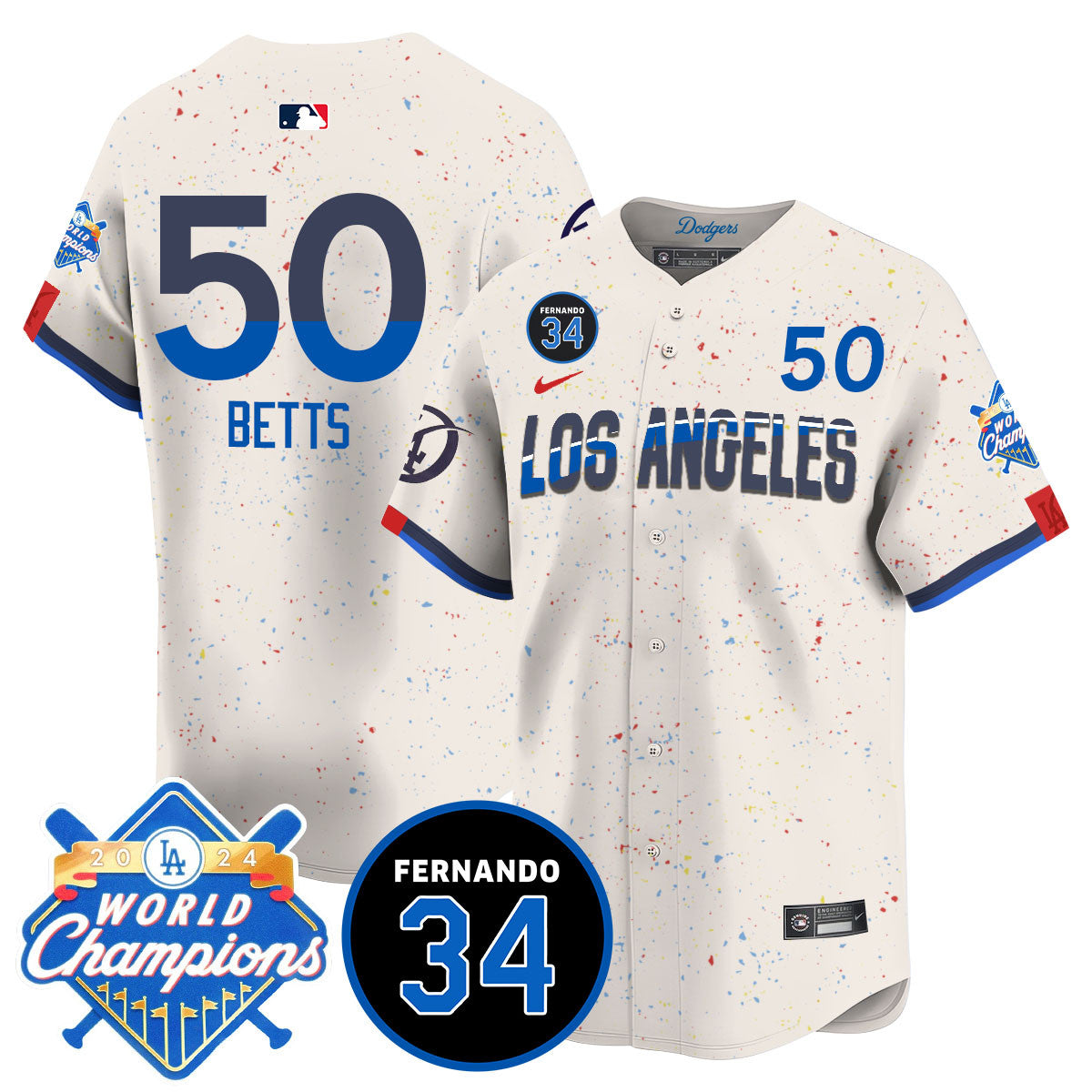 Men's LA Dodgers - World Series Champions 2024/Fernando Valenzuela Memorial Jersey - All Stitched