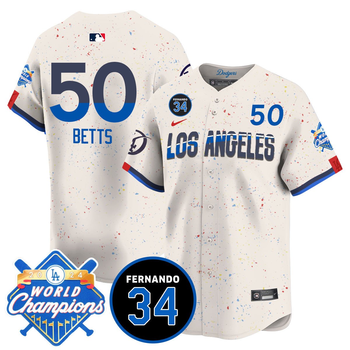 LA Dodgers - World Series Champions 2024/Fernando Valenzuela Memorial Jersey - Stitched
