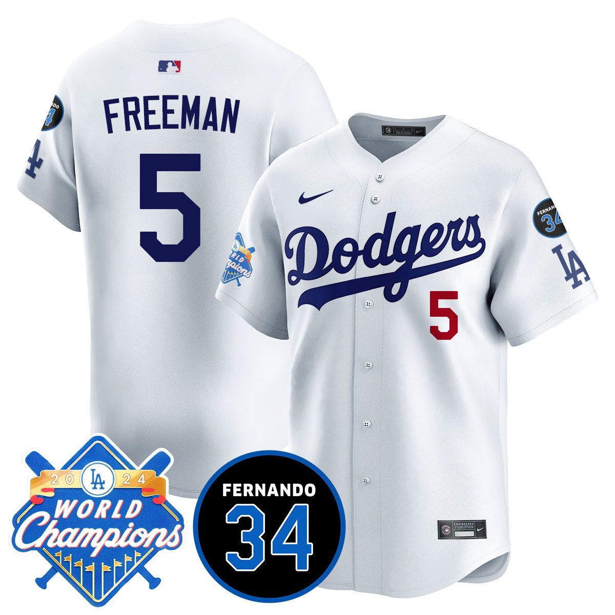 LA Dodgers - World Series Champions 2024/Fernando Valenzuela Memorial Jersey - Stitched