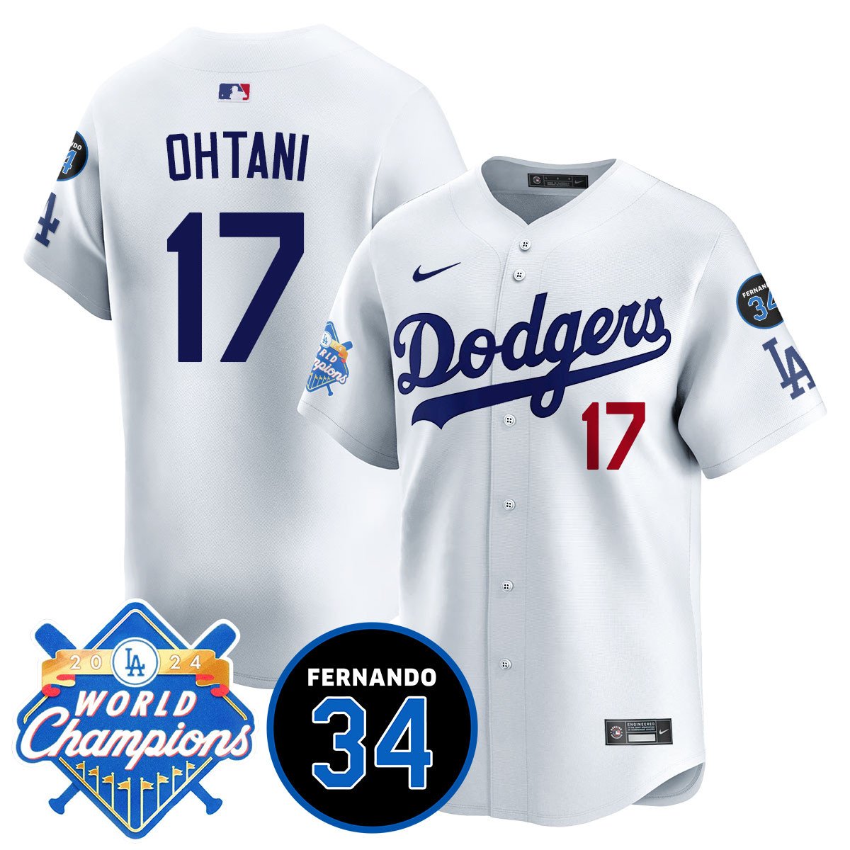 LA Dodgers - World Series Champions 2024/Fernando Valenzuela Memorial Jersey - Stitched