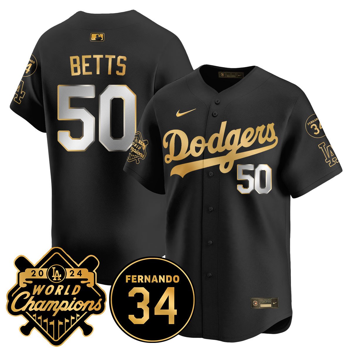 LA Dodgers - World Series Champions 2024/Fernando Valenzuela Memorial Jersey - Stitched