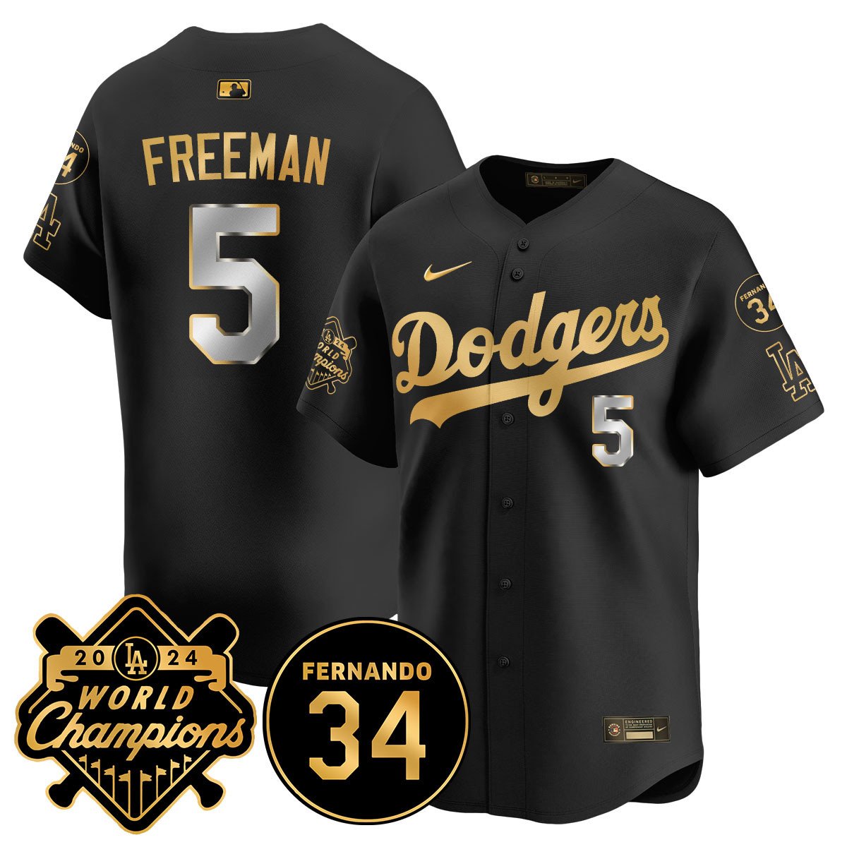 LA Dodgers - World Series Champions 2024/Fernando Valenzuela Memorial Jersey - Stitched