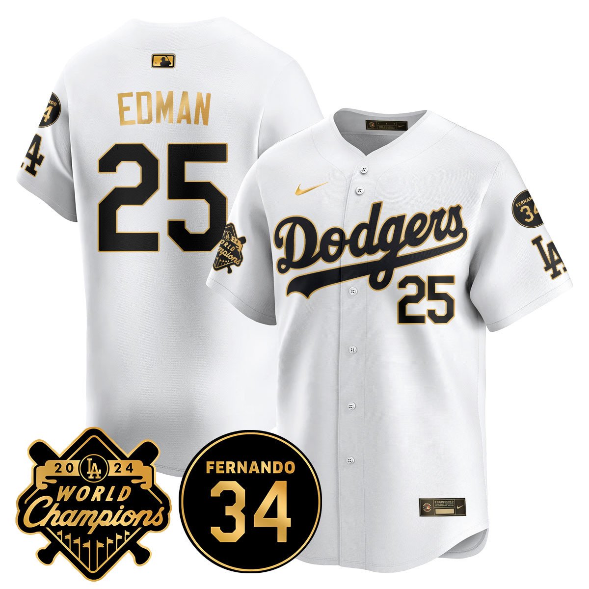 LA Dodgers - World Series Champions 2024/Fernando Valenzuela Memorial Jersey - Stitched