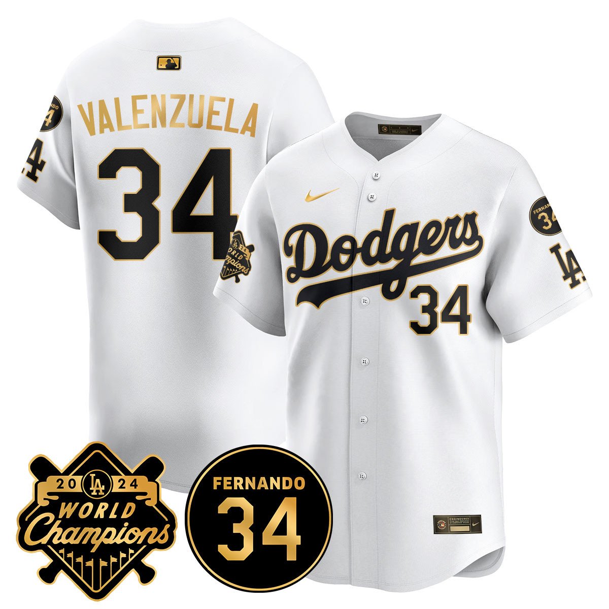 LA Dodgers - World Series Champions 2024/Fernando Valenzuela Memorial Jersey - Stitched