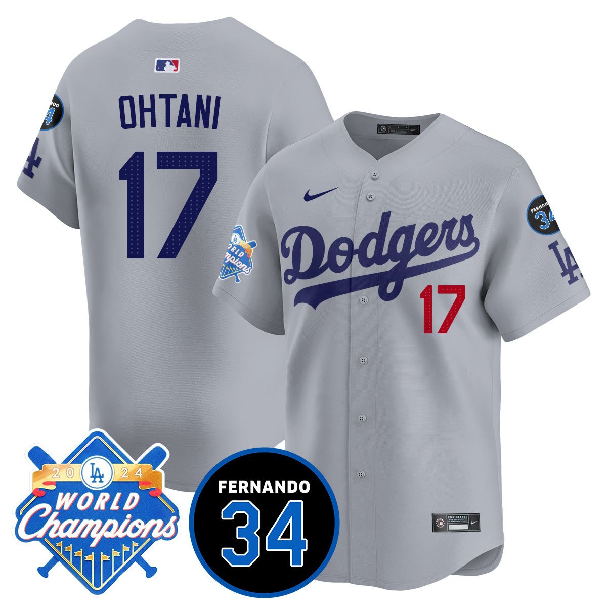 LA Dodgers - World Series Champions 2024/Fernando Valenzuela Memorial Jersey - Stitched