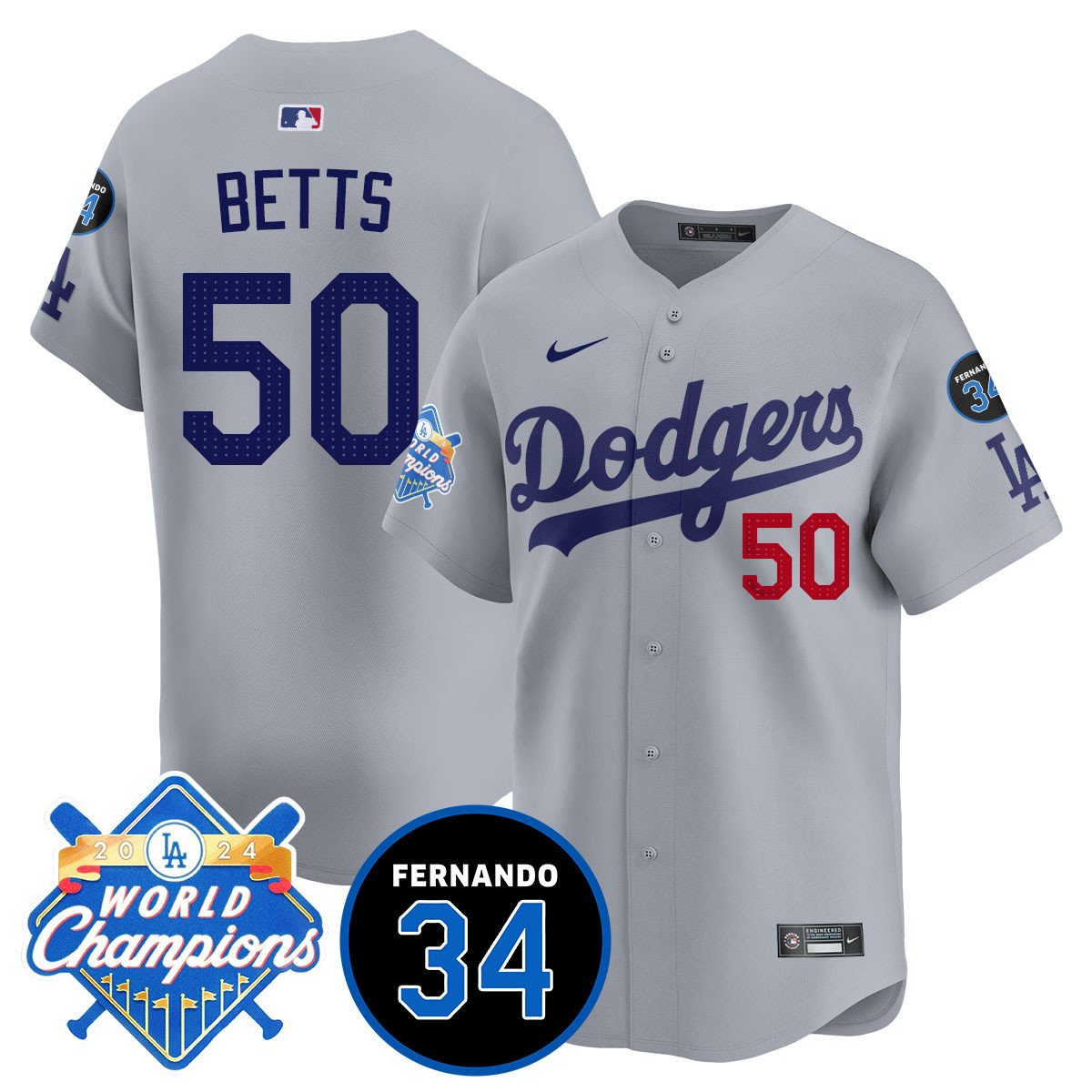 LA Dodgers - World Series Champions 2024/Fernando Valenzuela Memorial Jersey - Stitched