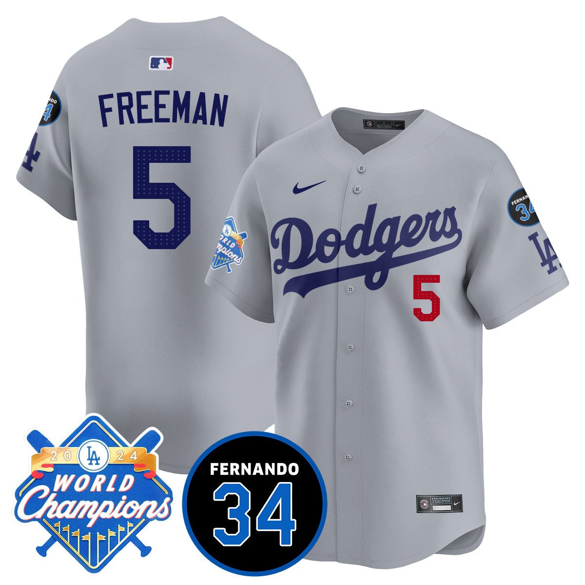 LA Dodgers - World Series Champions 2024/Fernando Valenzuela Memorial Jersey - Stitched