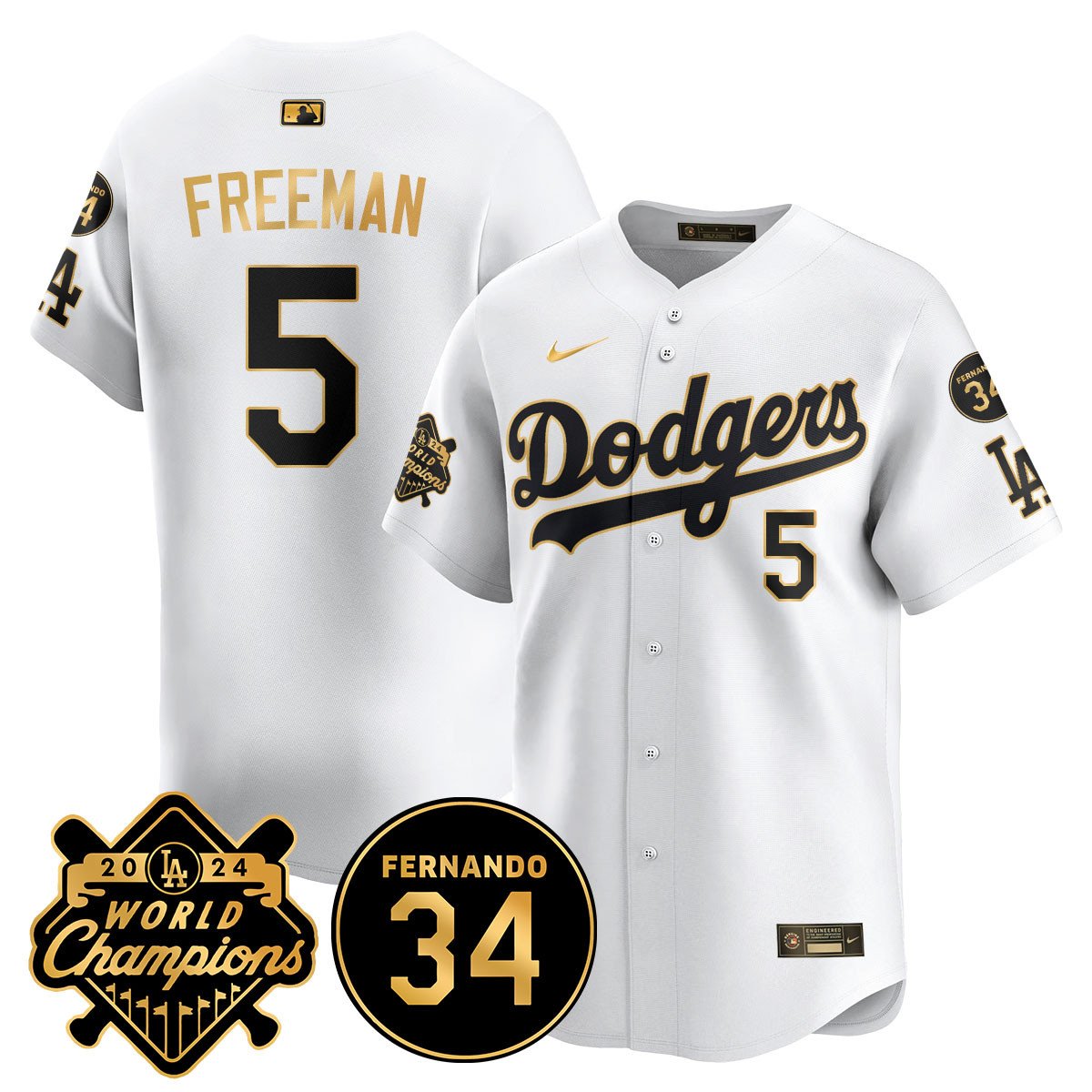 LA Dodgers - World Series Champions 2024/Fernando Valenzuela Memorial Jersey - Stitched